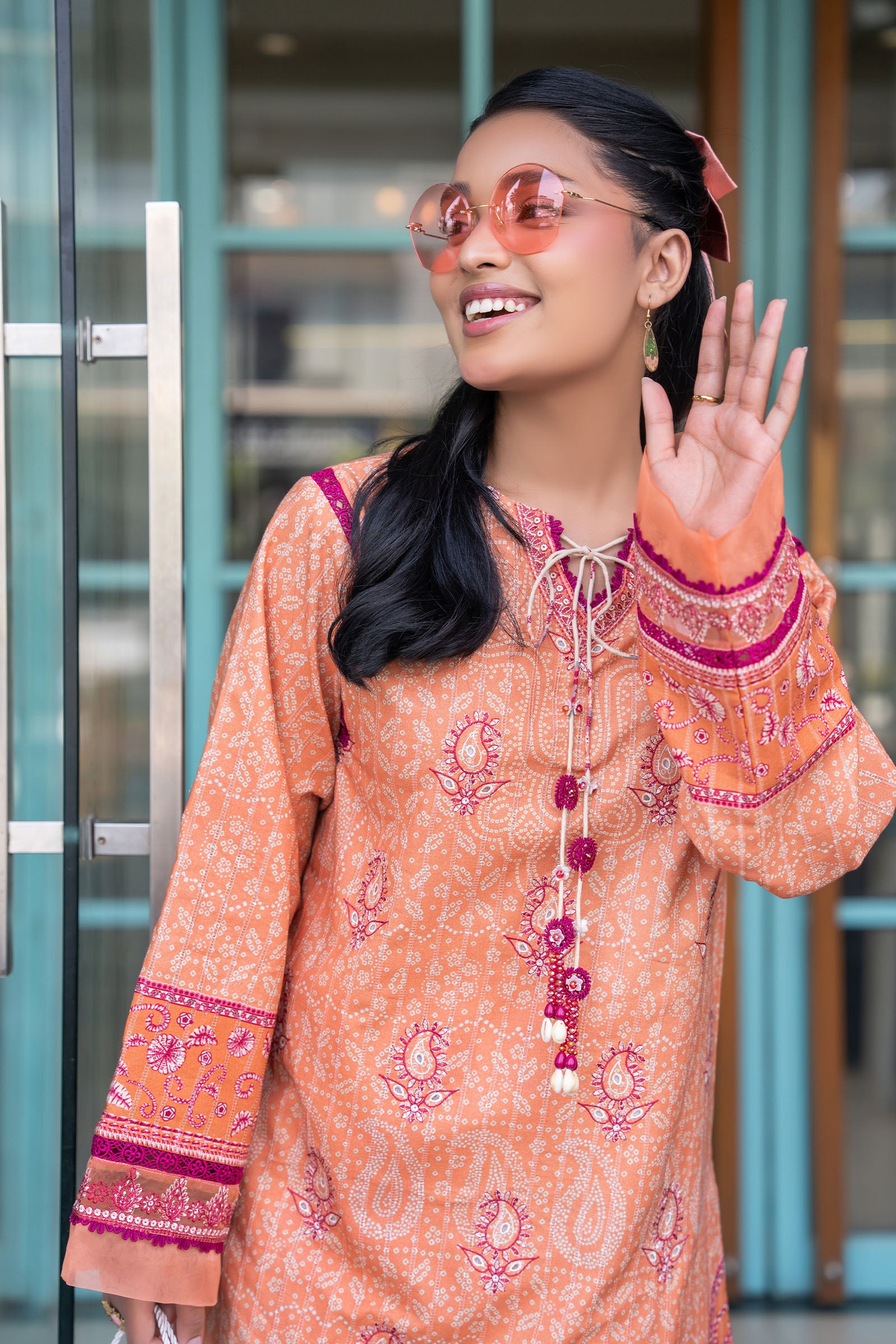 Peach 2 Piece Unstitched Embroidered Lawn