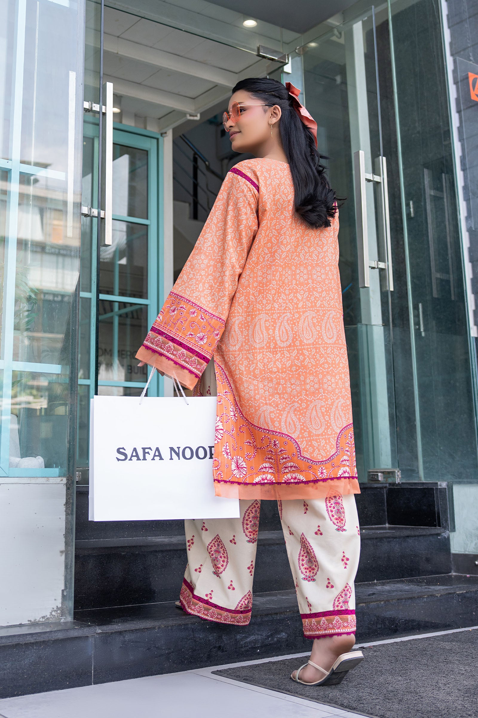 Peach 2 Piece Unstitched Embroidered Lawn
