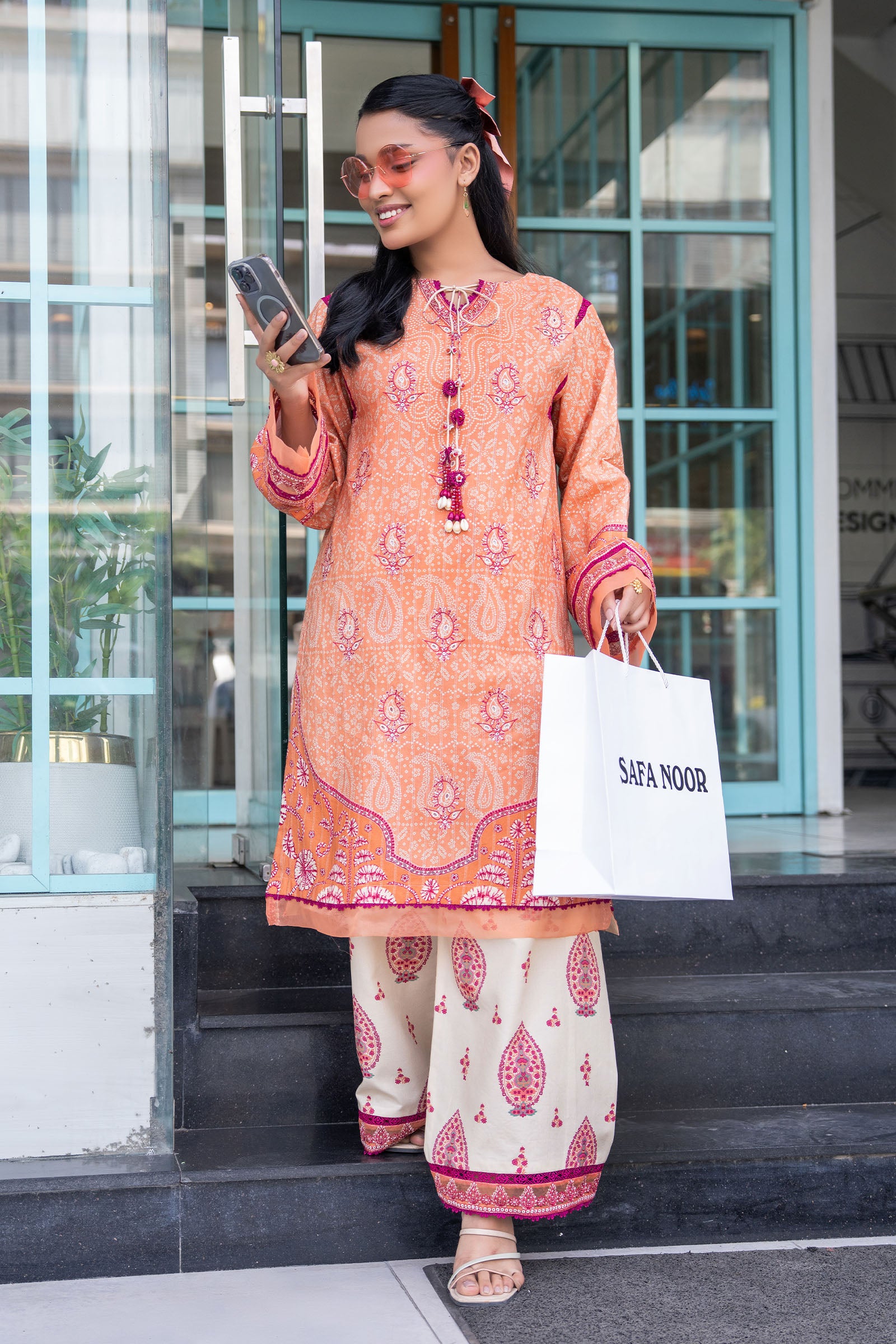 Peach 2 Piece Unstitched Embroidered Lawn