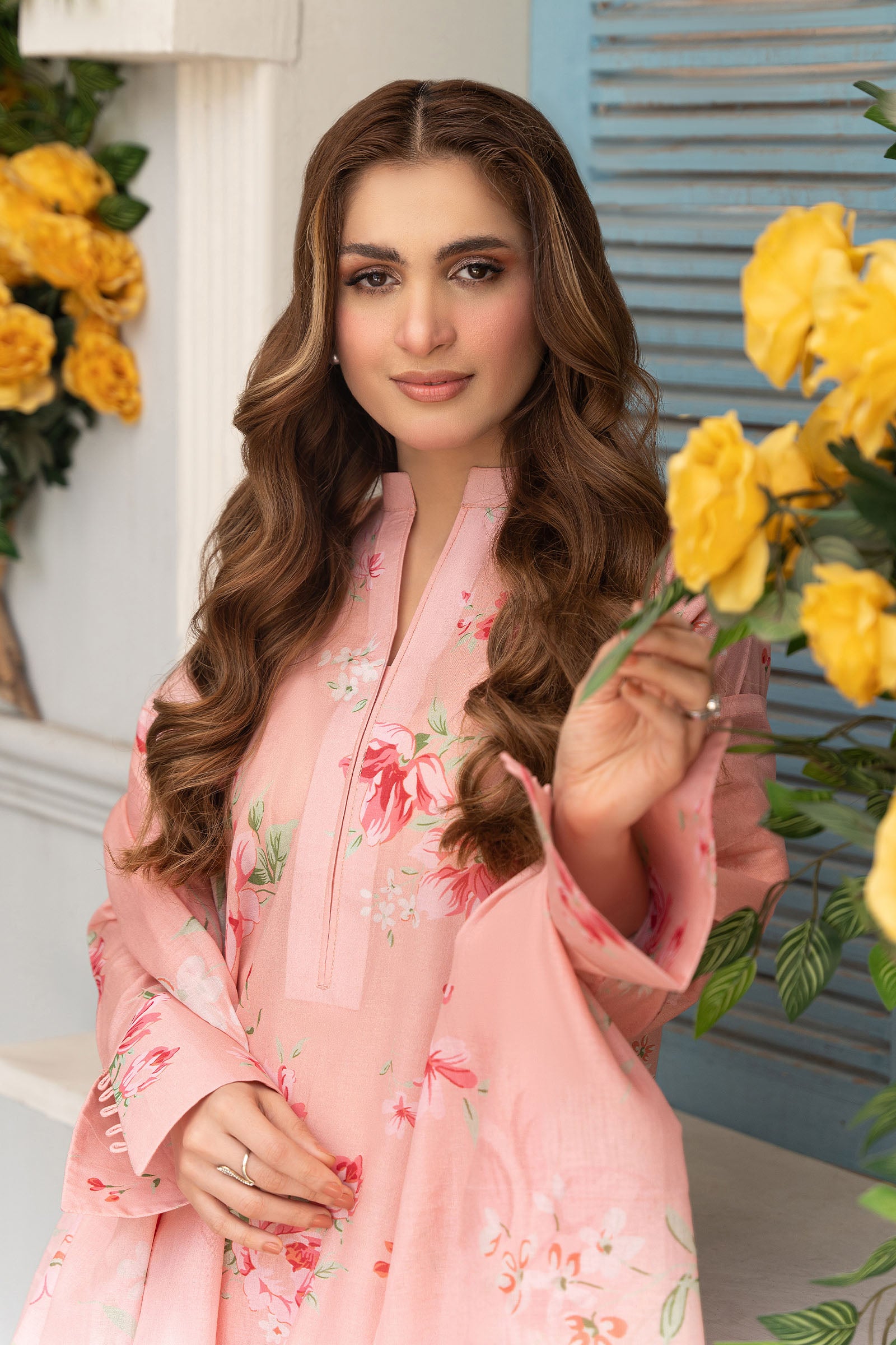 Peach 3 Piece Unstitched Premium Printed Lawn Secondary image