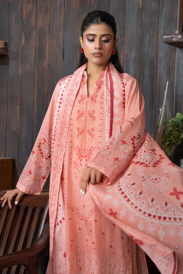 Peach 3 Piece Unstitched Premium Printed Lawn Suit By Safa Noor Nigaah Collection Summer 2026