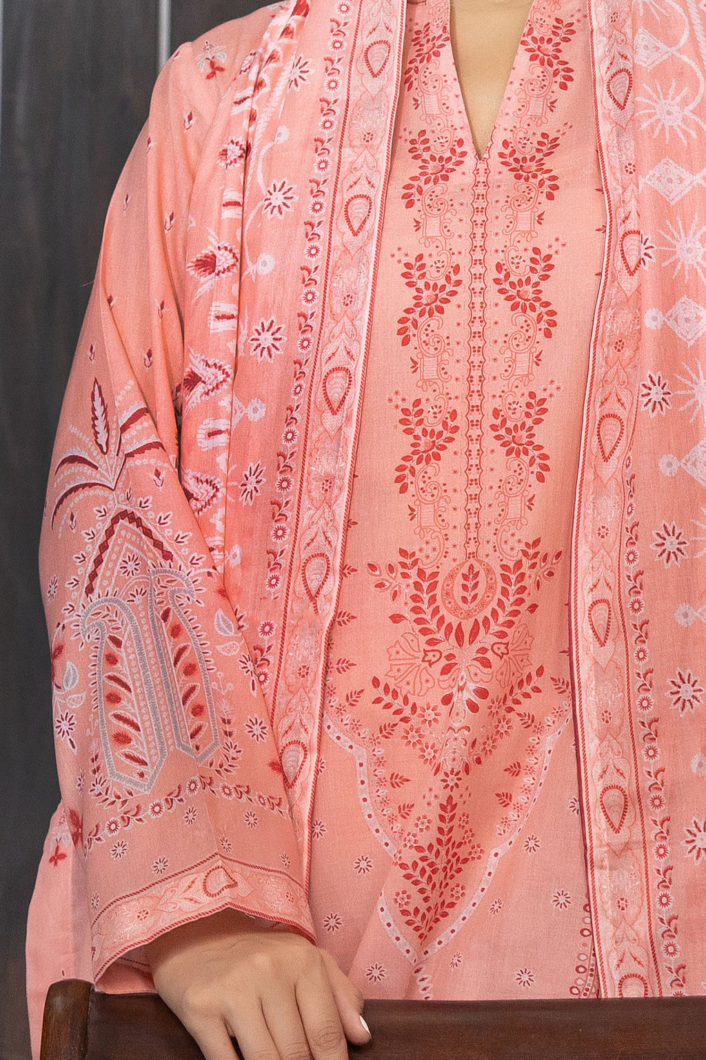 Peach 3 Piece Unstitched Premium Printed Lawn Suit By Safa Noor Nigaah Collection Summer 2026