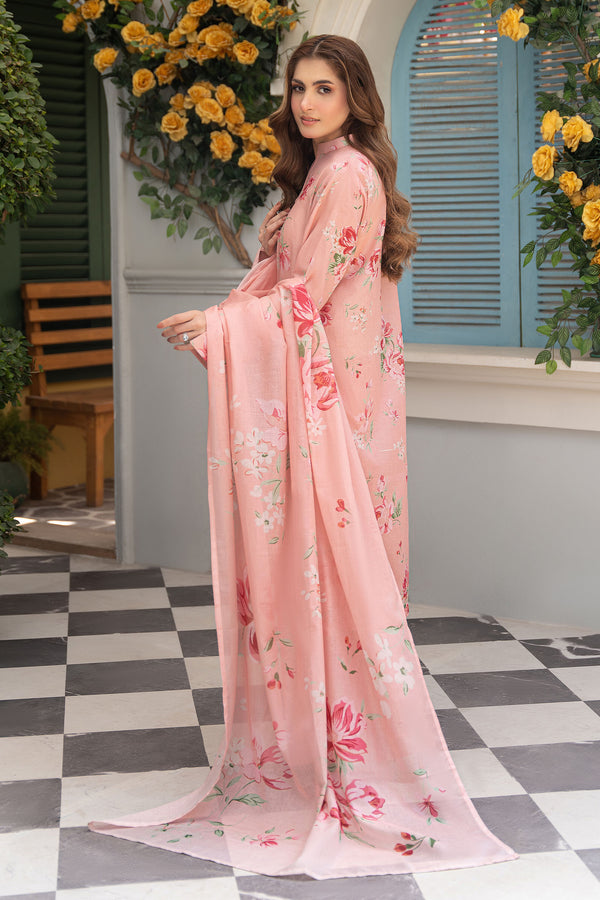 Peach 3 Piece Unstitched Premium Printed Lawn Suit By Safa Noor Nigaah Collection Summer 2026