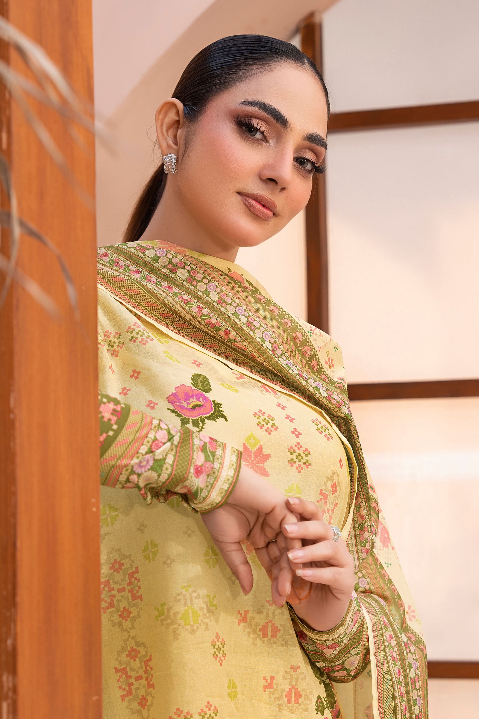 Peach Yellow 3 Piece Unstitched Premium Printed Lawn Suit By Safa Noor Summer 2026 Collection