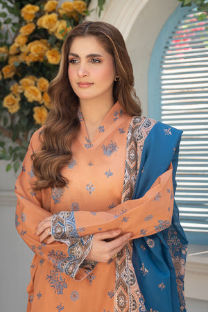 Persian Orange 3 Piece Unstitched Premium Printed Lawn Suit By Safa Noor Nigaah Collection Summer 2026