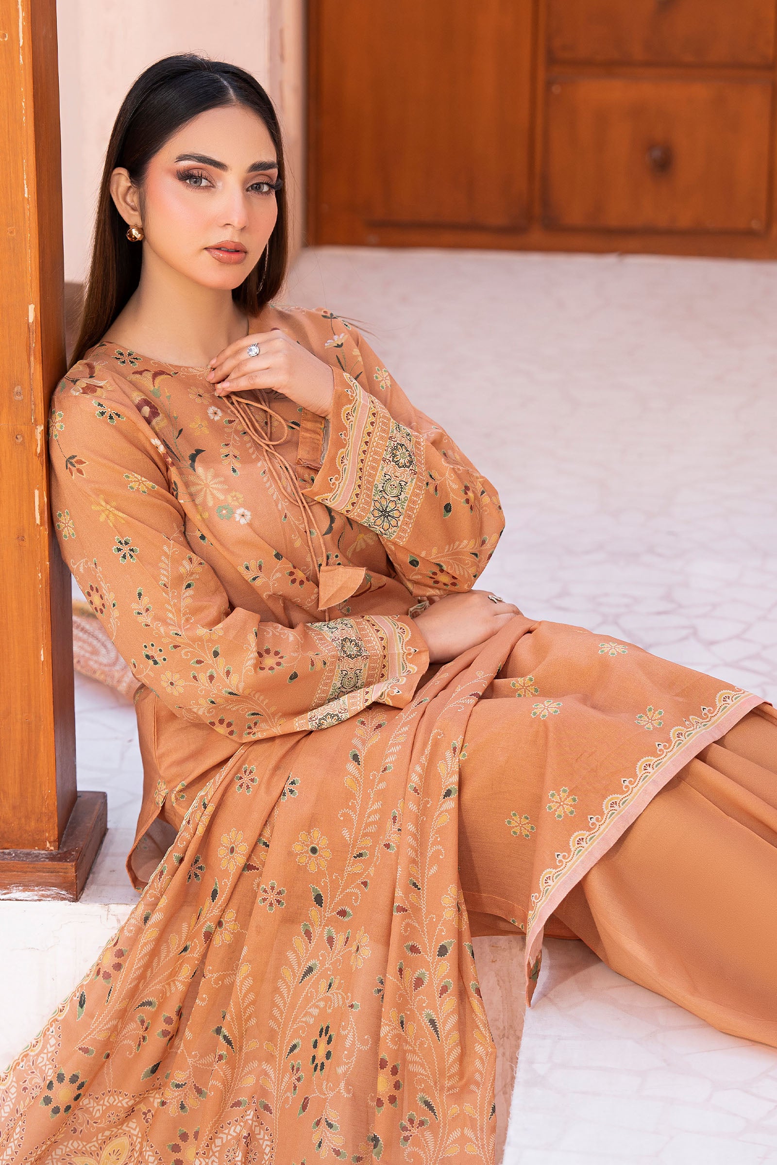 Persian Orange 3 Piece Unstitched Premium Printed Lawn Suit By Safa Noor Summer 2026 Collection