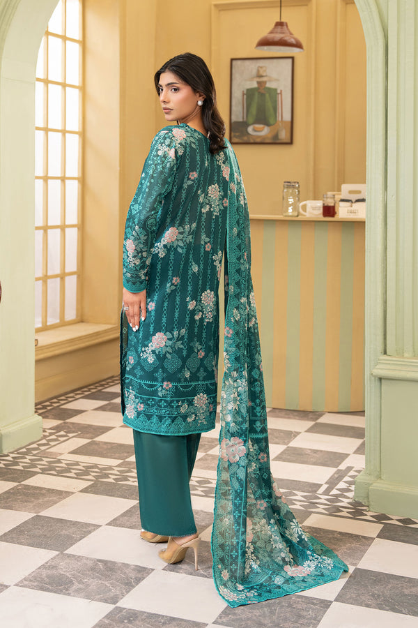 Pine Green 3 Piece Unstitched Premium Printed Lawn