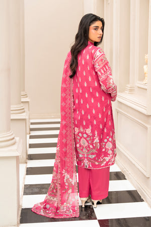 Pink 3 Piece Unstitched Premium Printed Lawn