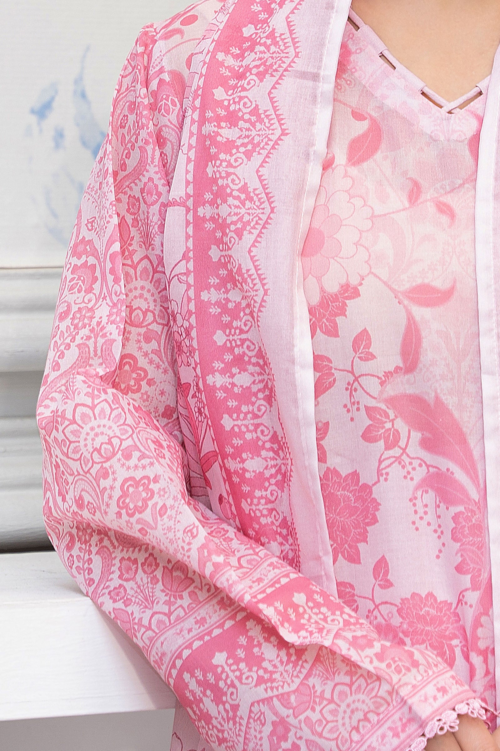 Pink 3 Piece Unstitched Premium Printed Lawn Suit By Safa Noor Nigaah Collection Summer 2026