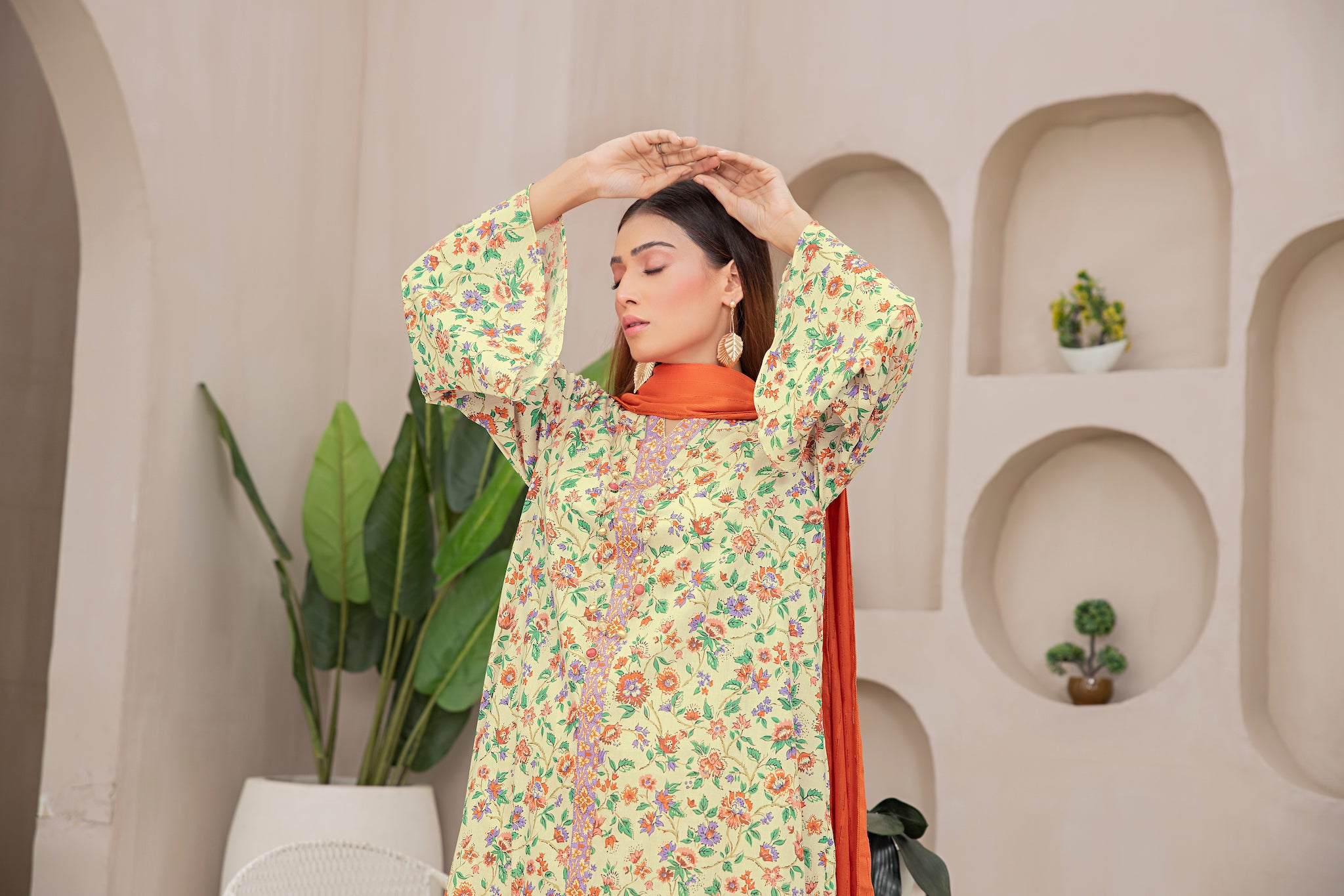 Printed Lawn Light Yellow 3 Piece Unstitched - (Vol-70/23)3P-S-24-D-11 - SAFANOOR