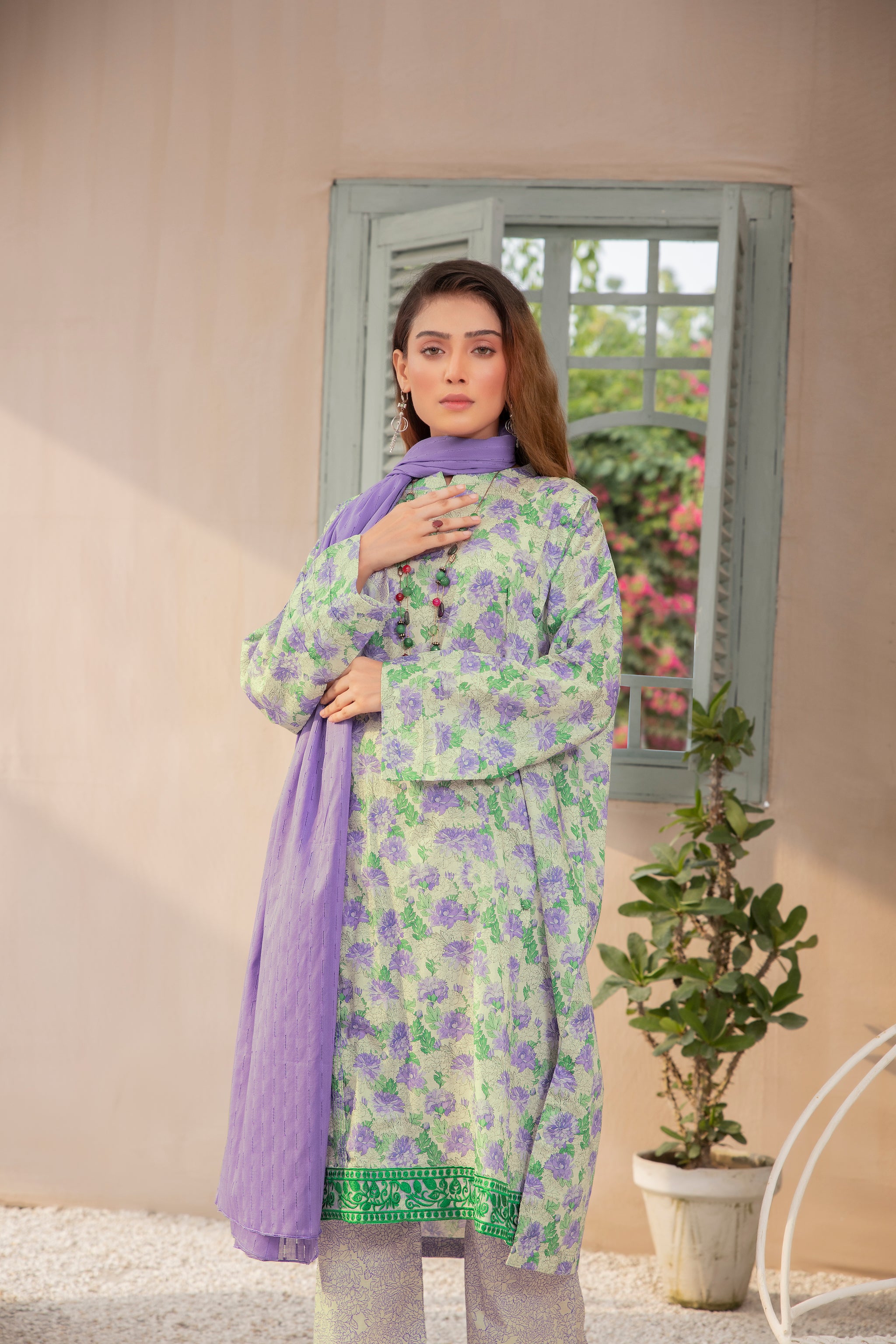 Printed Lawn Purple 3 Piece Unstitched - (Vol-70/23)3P-S-24-D-7 - SAFANOOR