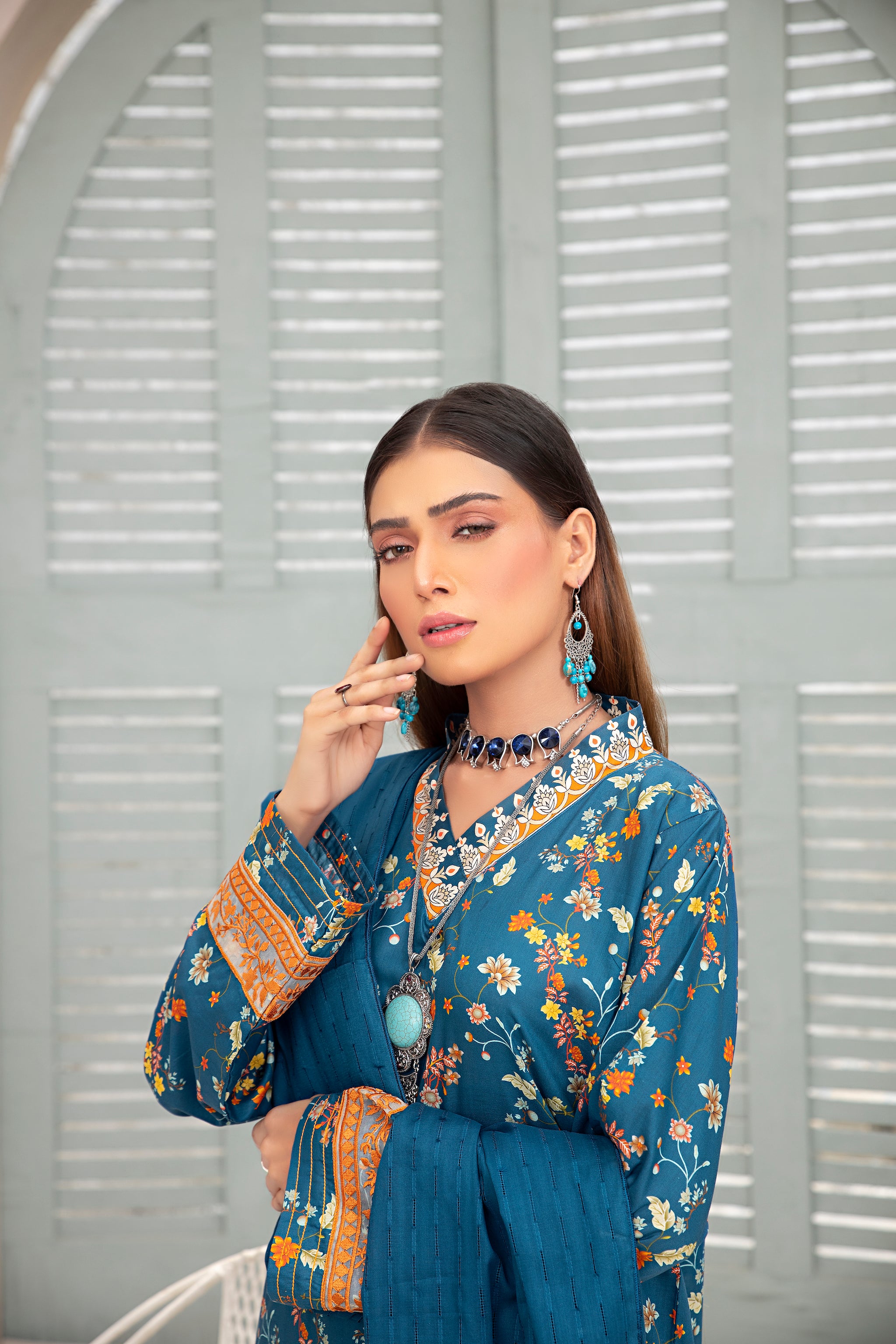 Printed Lawn Sea Green 3 Piece Unstitched - (Vol-70/23)3P-S-24-D-1 - SAFANOOR