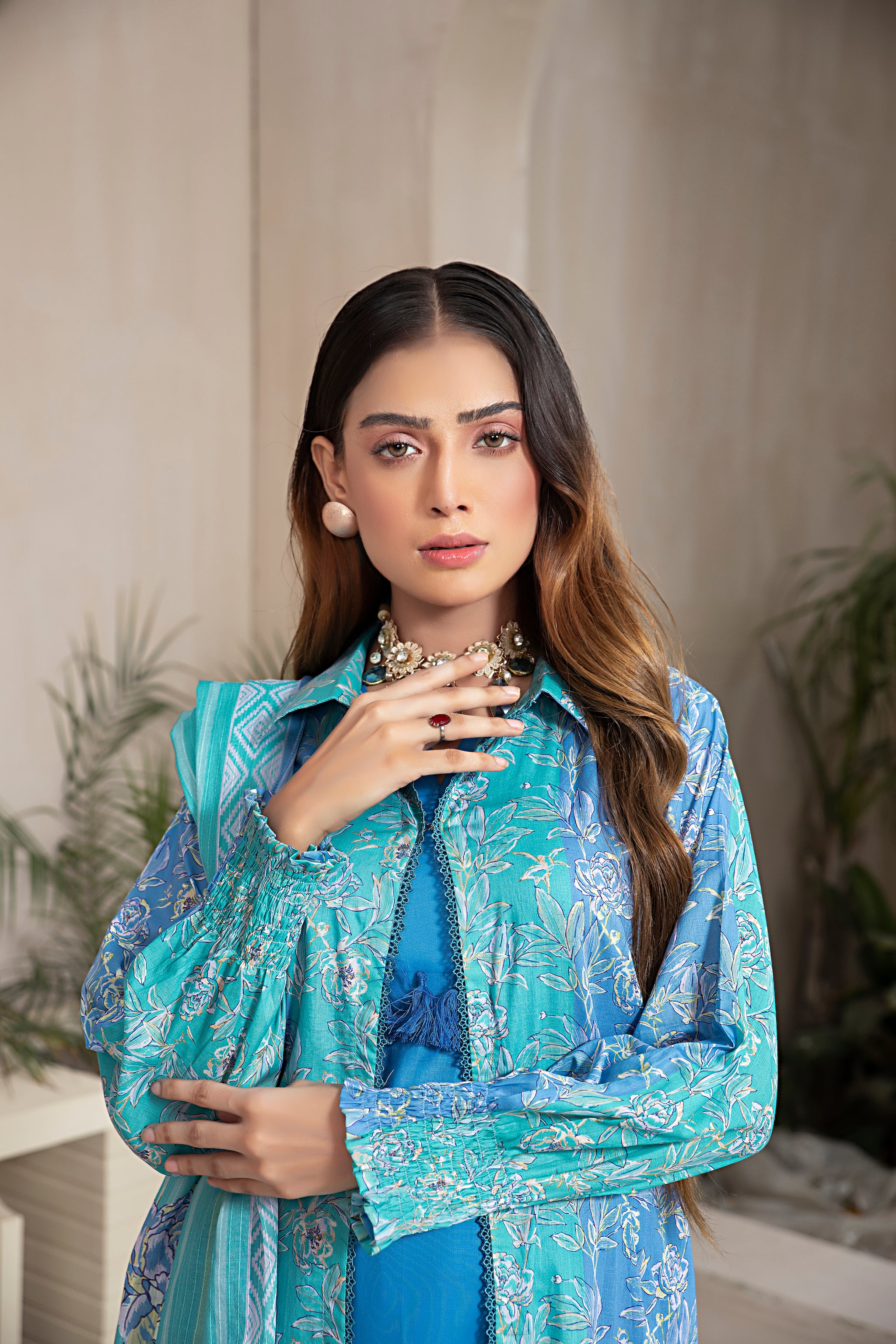 Printed Lawn Sky Blue 3 Piece Unstitched - (Vol-70/23)3P-S-24-D-6 - SAFANOOR