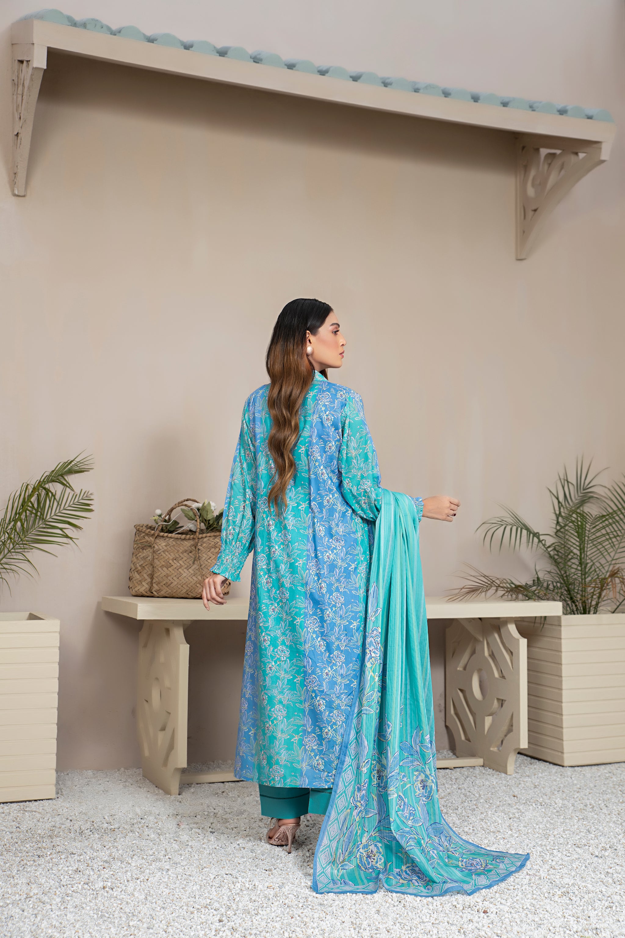 Printed Lawn Sky Blue 3 Piece Unstitched - (Vol-70/23)3P-S-24-D-6 - SAFANOOR