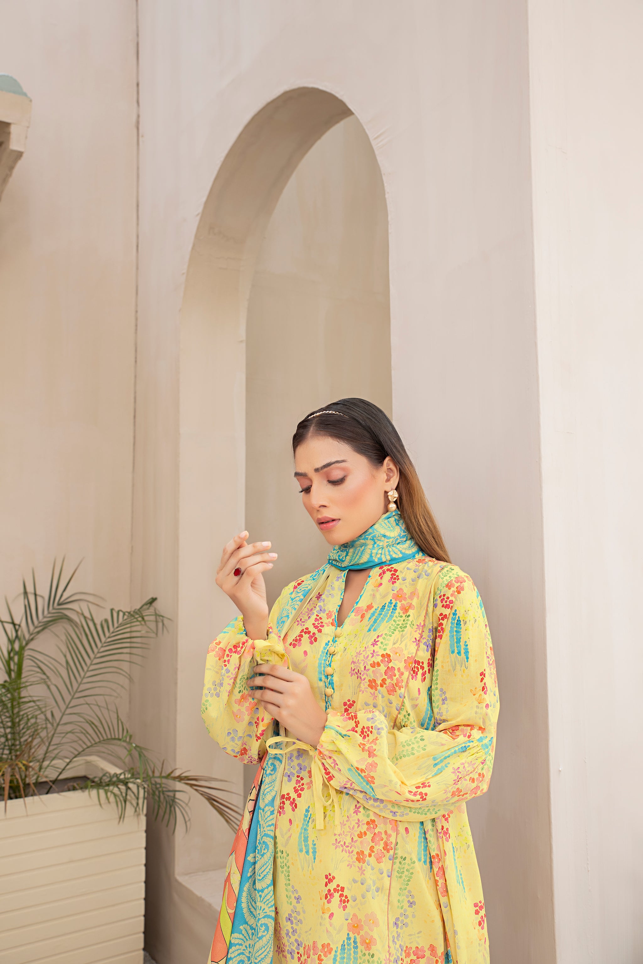 Printed Lawn Yellow 3 Piece Unstitched - (Vol-70/23)3P-S-24-D-9 - SAFANOOR