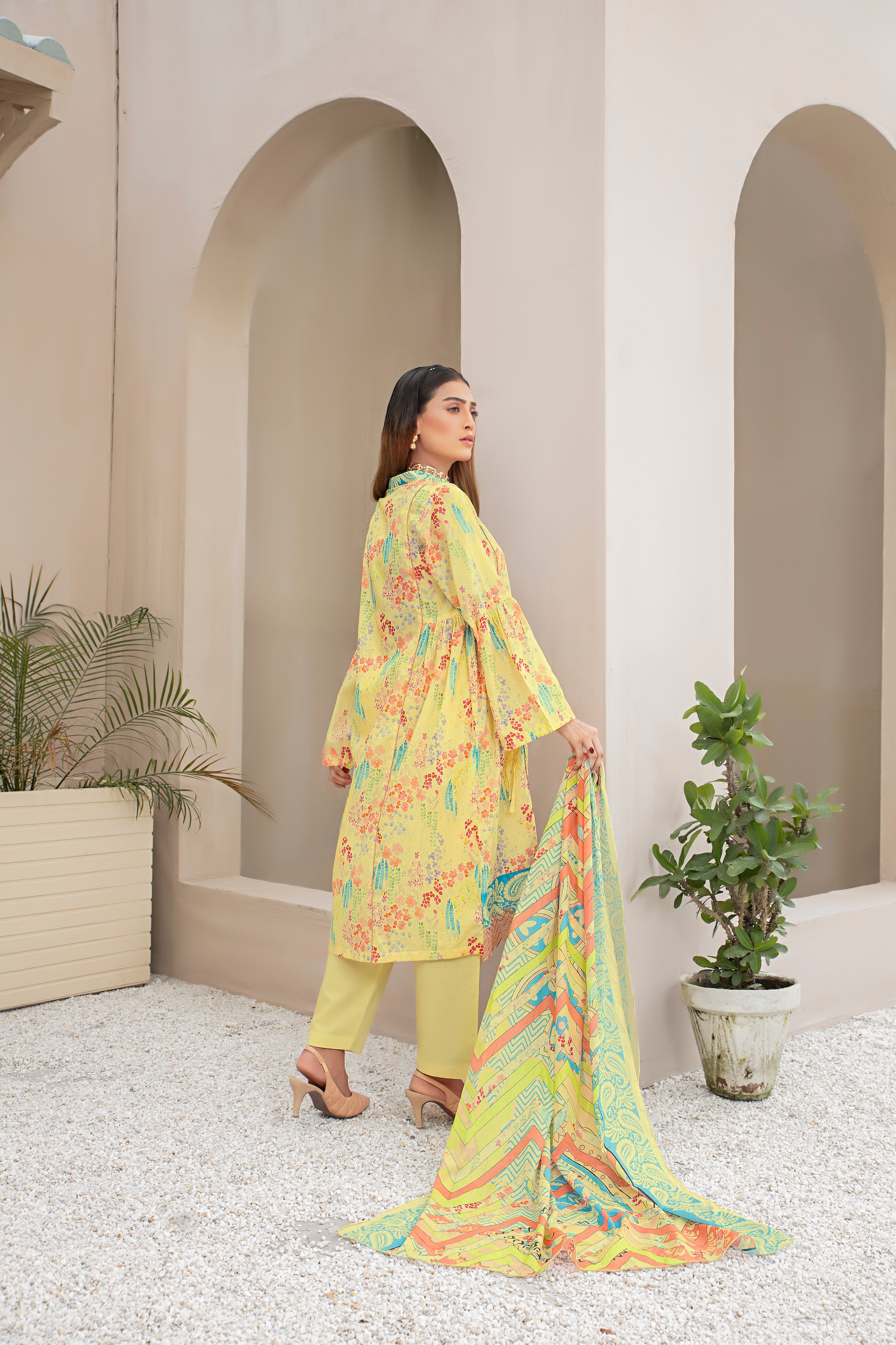 Printed Lawn Yellow 3 Piece Unstitched - (Vol-70/23)3P-S-24-D-9 - SAFANOOR