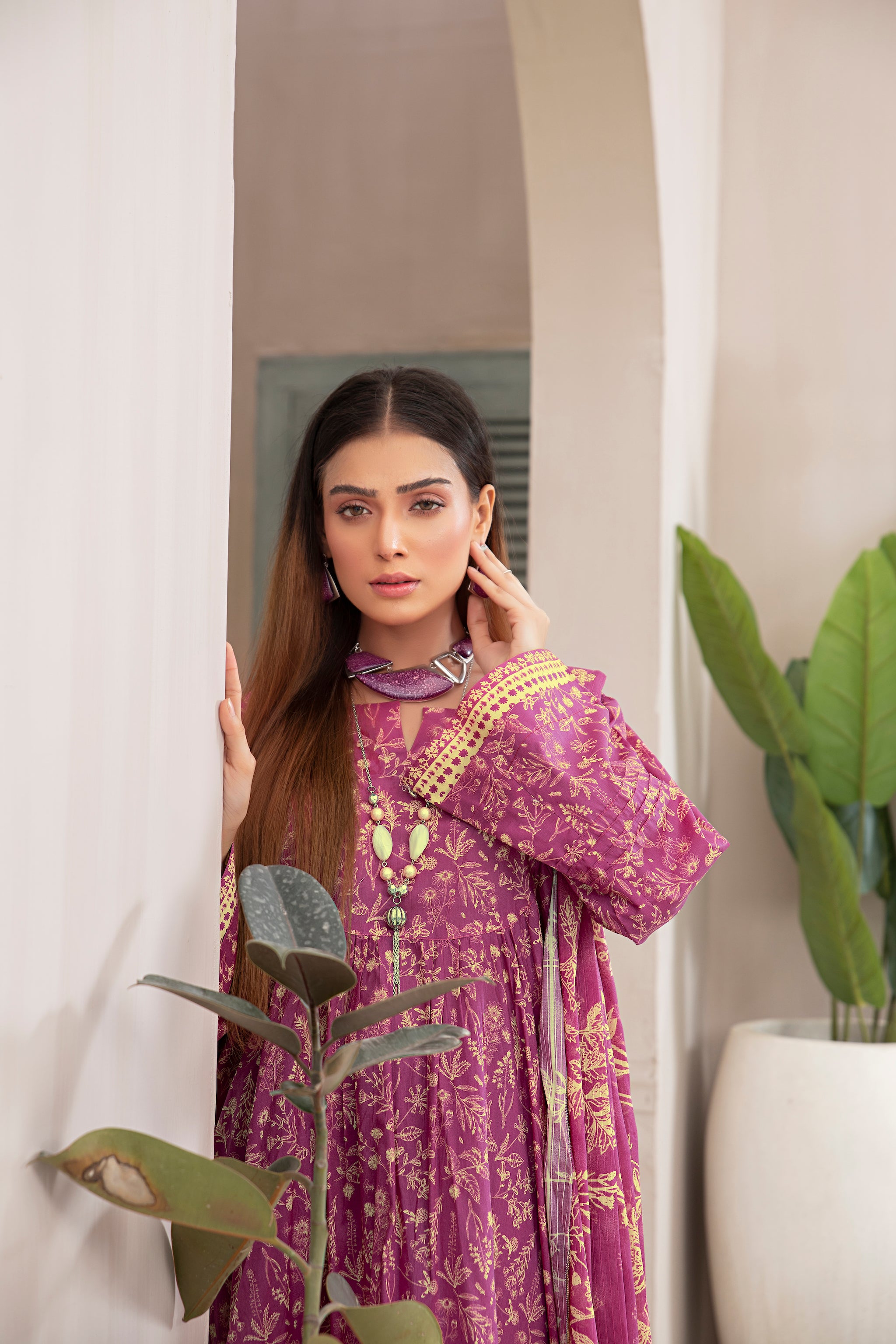 Printed Lawn plum 3 Piece Unstitched - (Vol-70/23)3P-S-24-D-4 - SAFANOOR