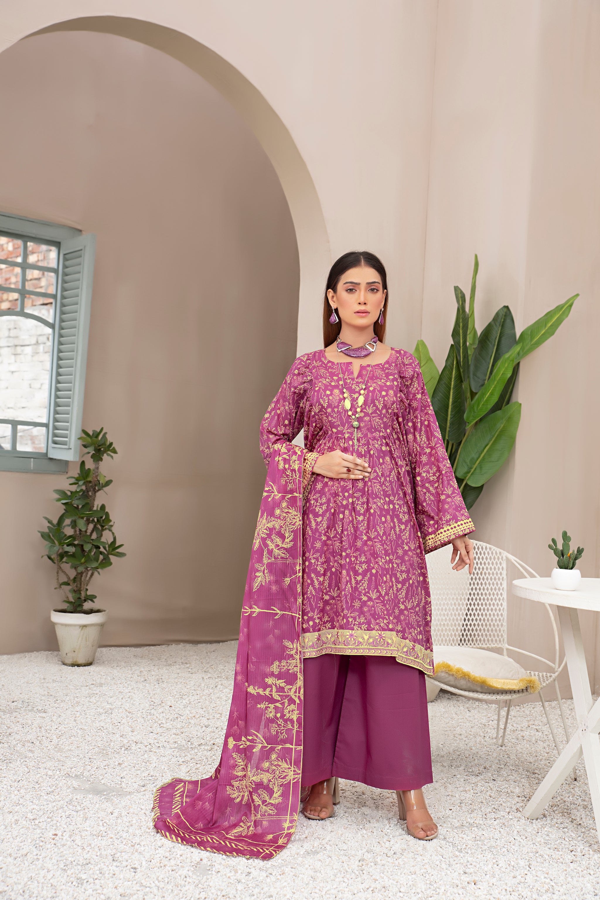 Printed Lawn plum 3 Piece Unstitched - (Vol-70/23)3P-S-24-D-4 - SAFANOOR