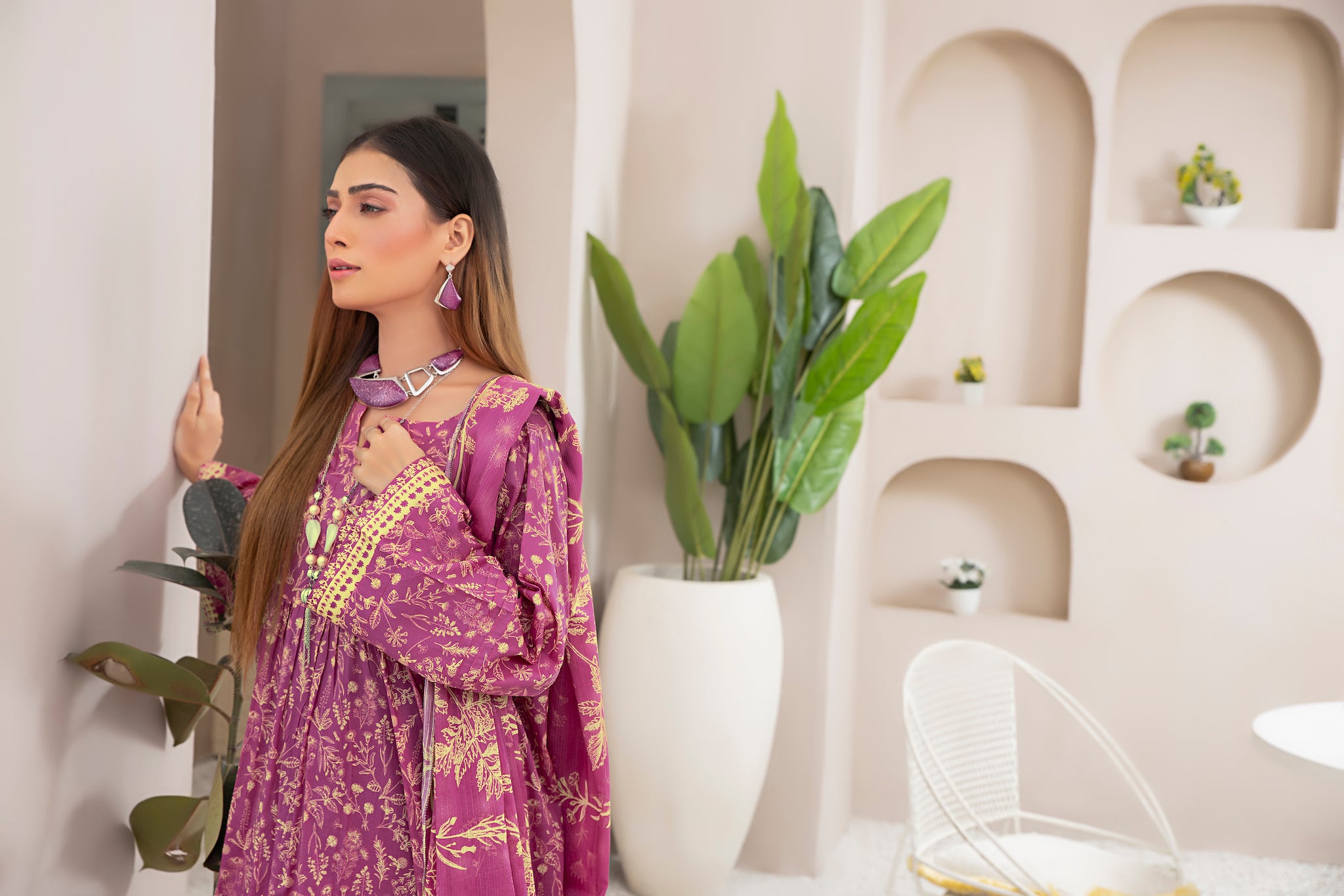 Printed Lawn plum 3 Piece Unstitched - (Vol-70/23)3P-S-24-D-4 - SAFANOOR