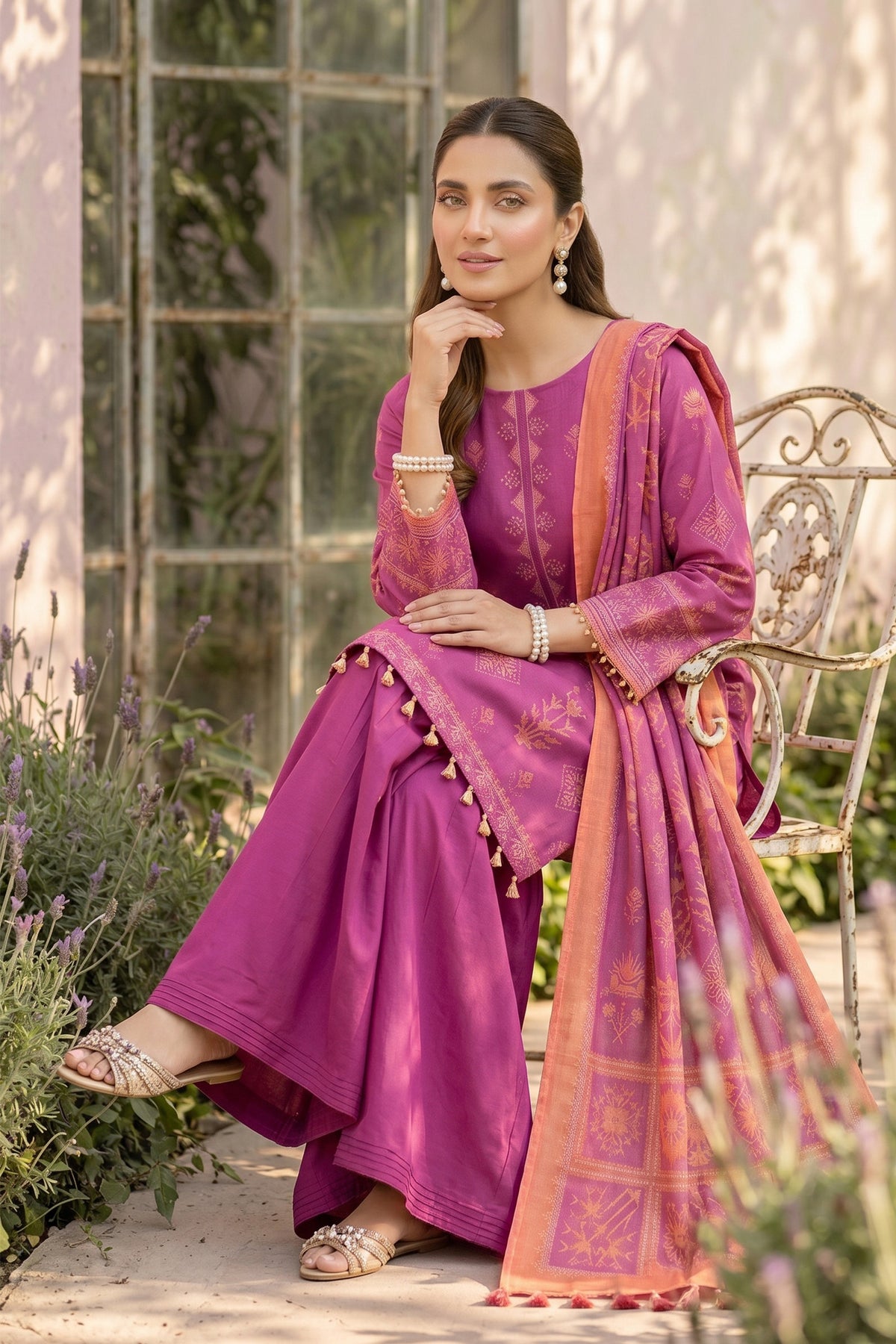 Raspberry 3 Piece Unstitched Premium Printed Lawn Suit By Safa Noor Nigaah Collection Summer 2026