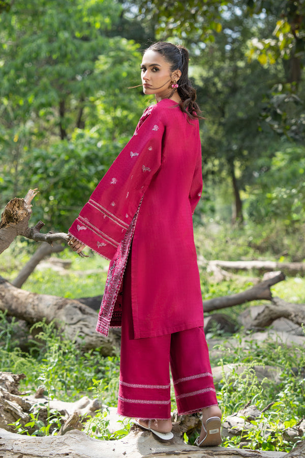 Red 2 Piece Unstitched Dyed Embroidered Lawn
