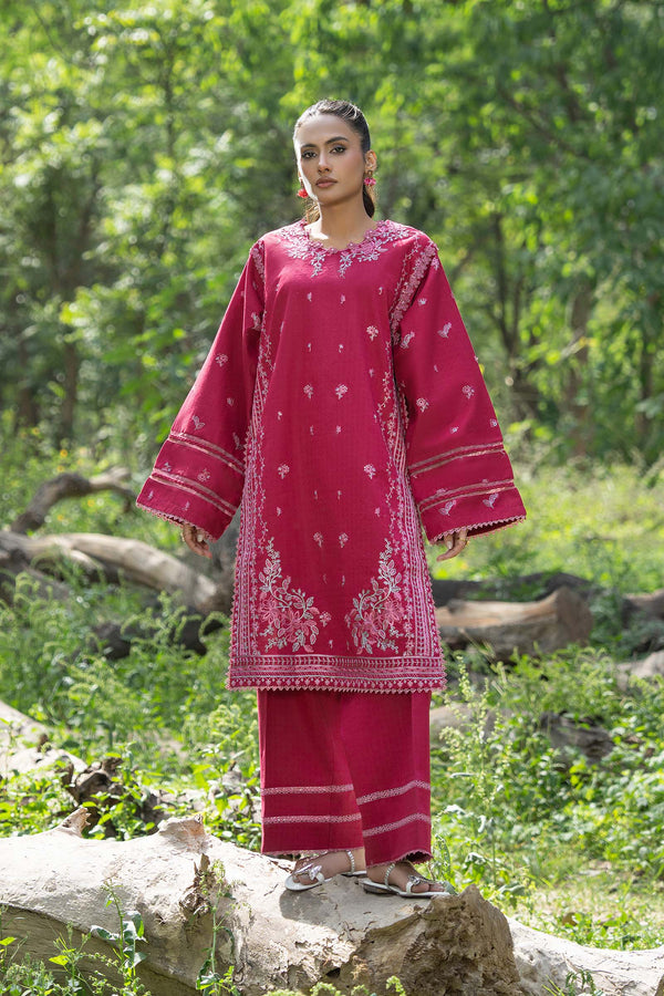 Red 2 Piece Unstitched Dyed Embroidered Lawn