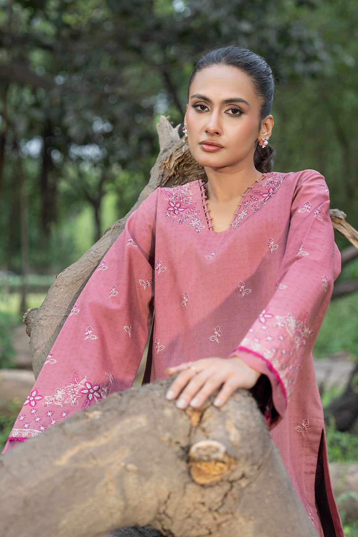 Ruddy Pink 2 Piece Unstitched Dyed Embroidered Lawn