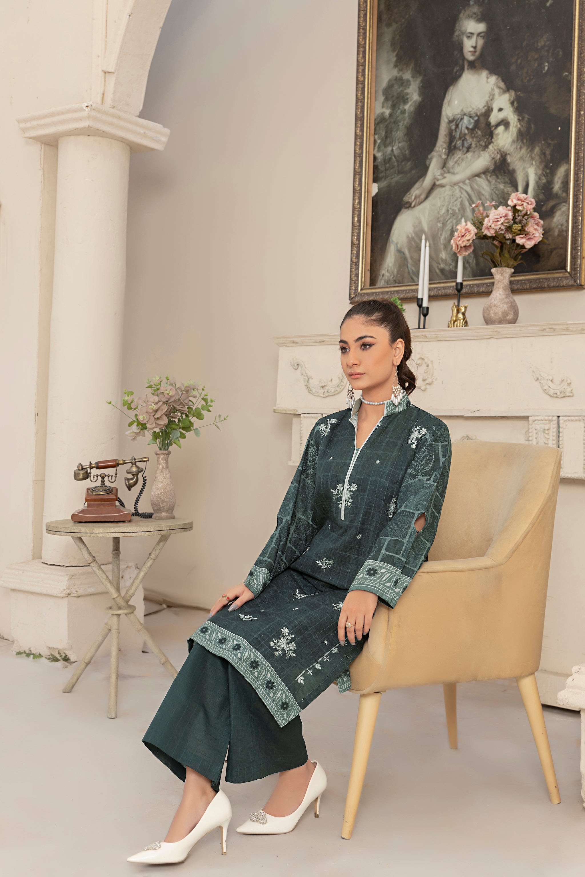 New arrivals winter 23 unstitched collection 2pcs digital printed embroidered khaddar and dyed khaddar trouser by safanoor