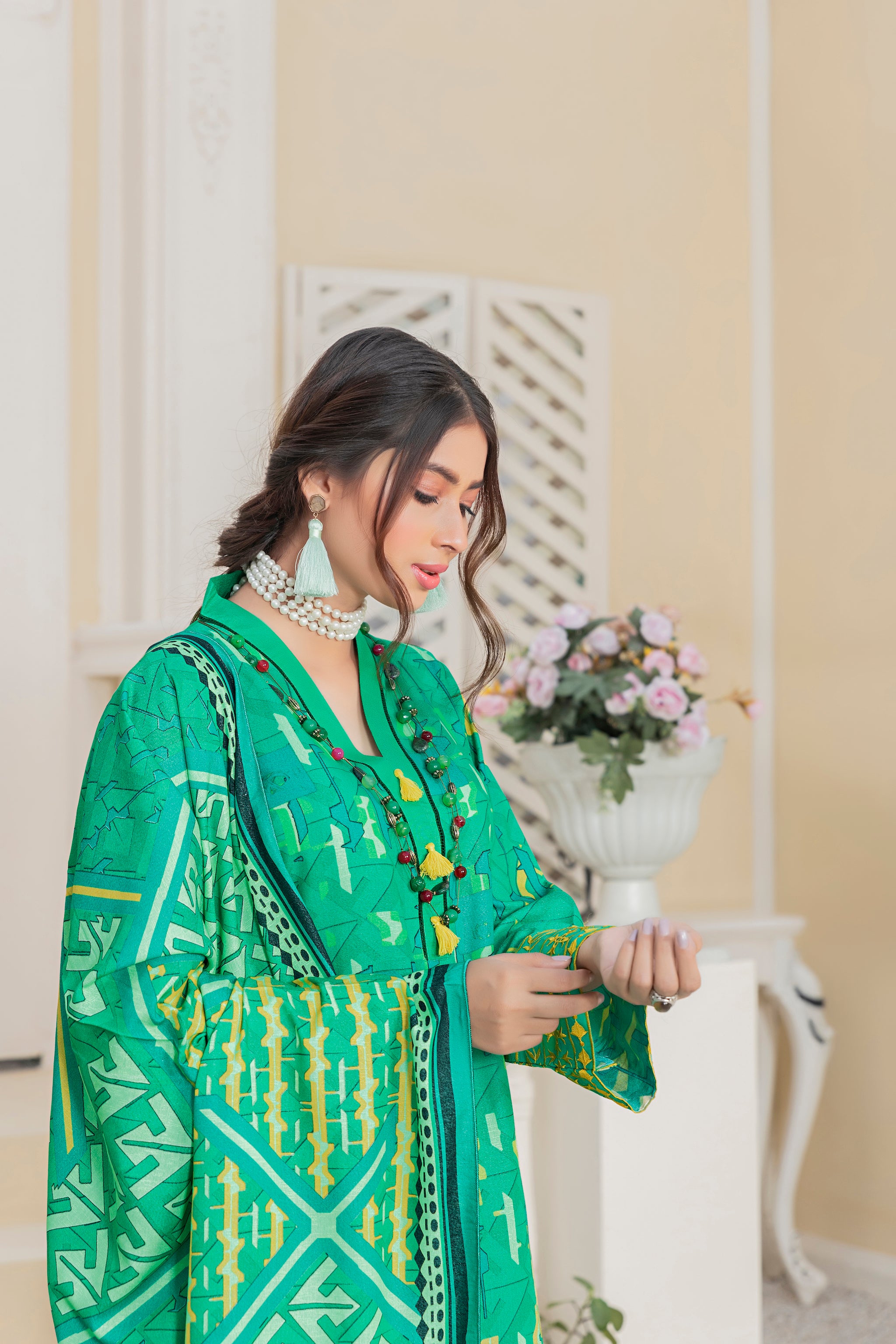 new arrivals taal collection 3pcs unstitched digital printed karandi embroidered shirt and trouser with karandi shawl winter 2023 by safanoor