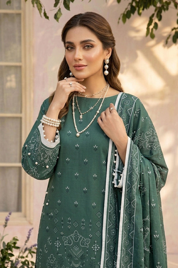 Slate Green 3 Piece Unstitched Premium Printed Lawn Suit By Safa Noor Nigaah Collection Summer 2026
