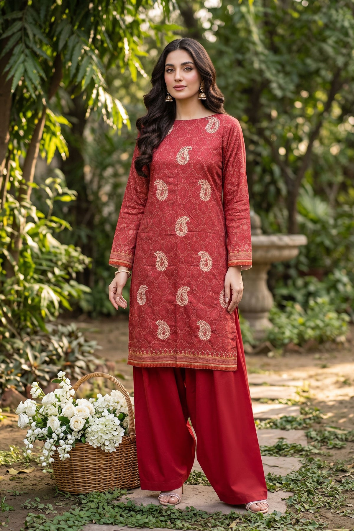 Unstitched 2 Piece Twill Marina Suit - Red