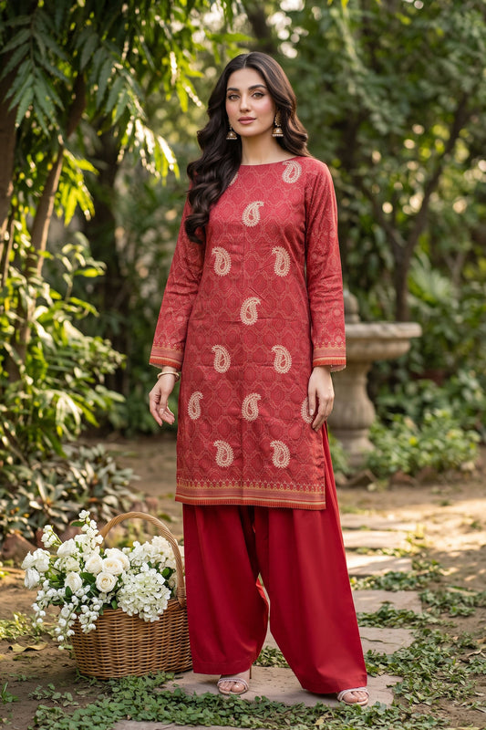 Unstitched 2 Piece Twill Marina Suit - Red