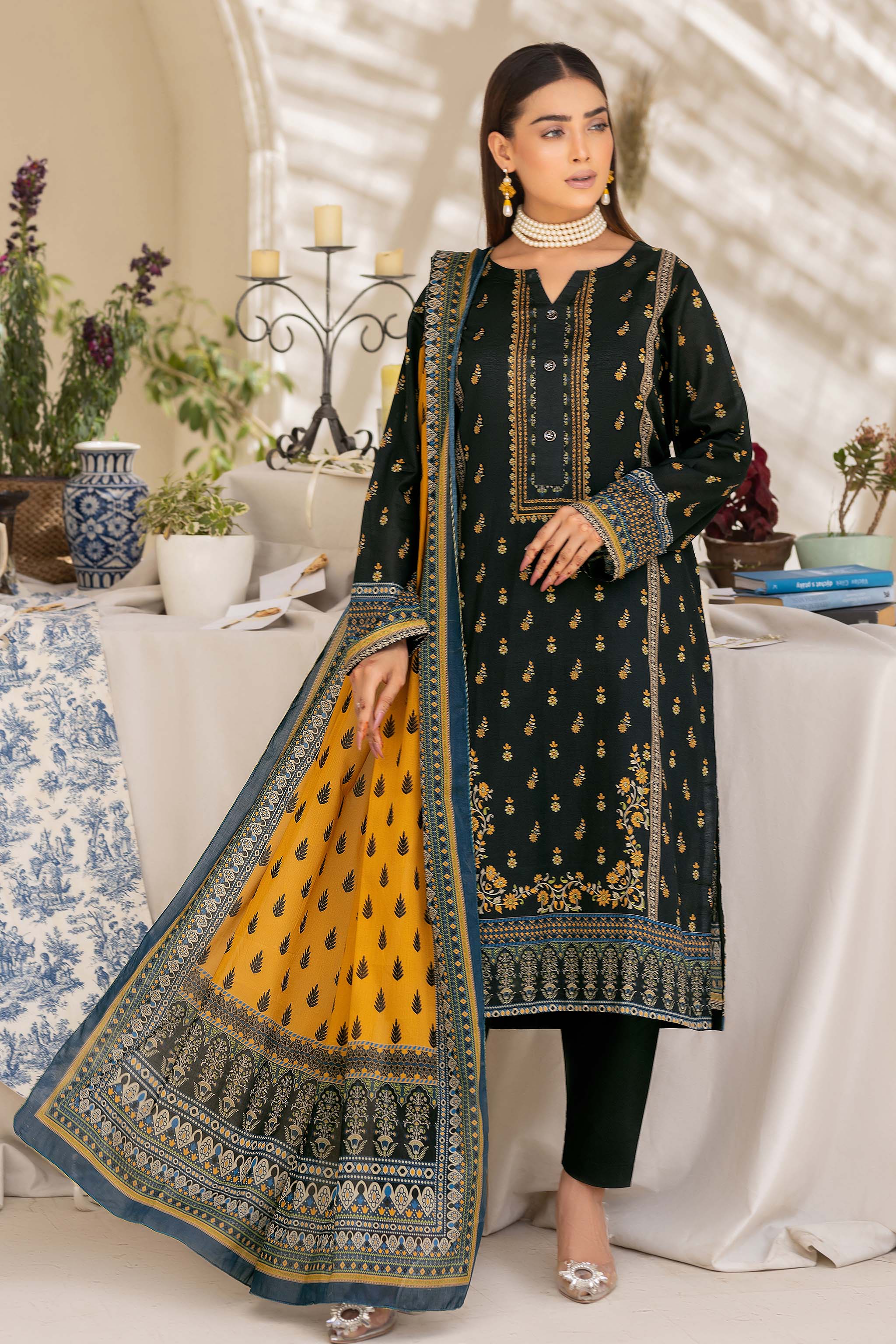 Unstitched 3 Piece Chic Black Printed Lawn - (Vol-74/16)3P-S-24-D-1 - SAFANOOR