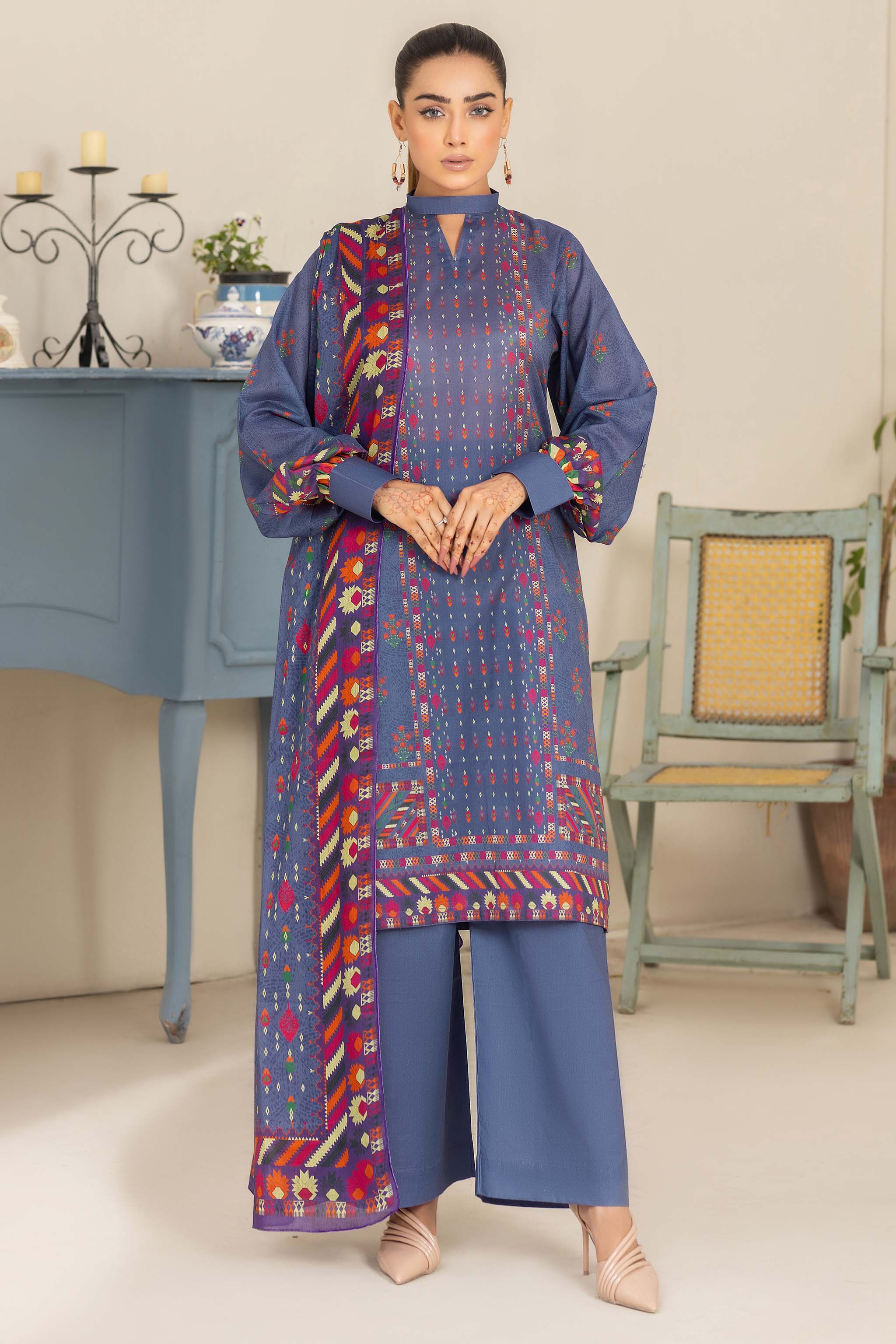 Unstitched 3 Piece Dark Grey Printed Lawn - (Vol-74/16)3P-S-24-D-8 - SAFANOOR