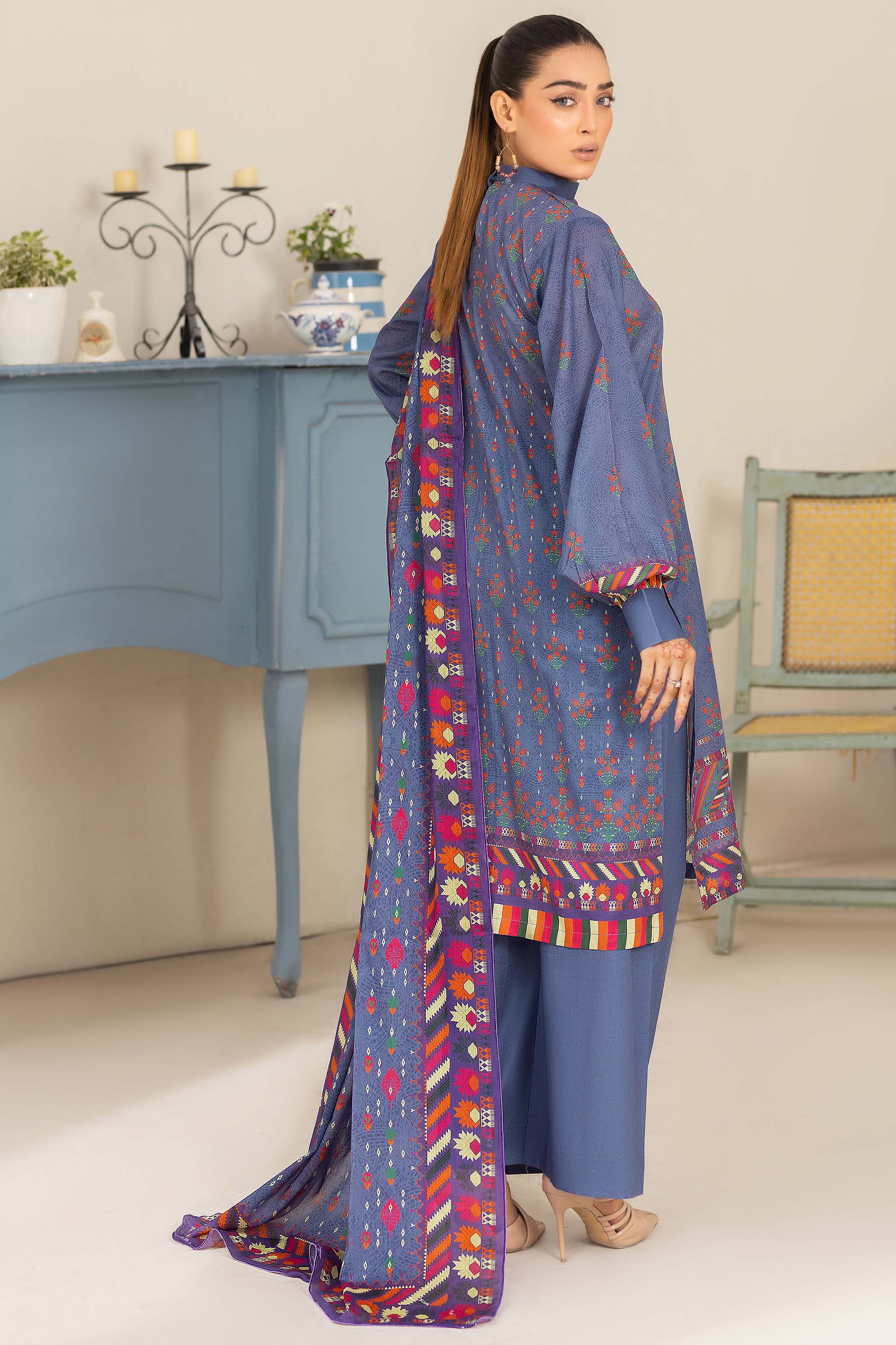 Unstitched 3 Piece Dark Grey Printed Lawn - (Vol-74/16)3P-S-24-D-8 - SAFANOOR