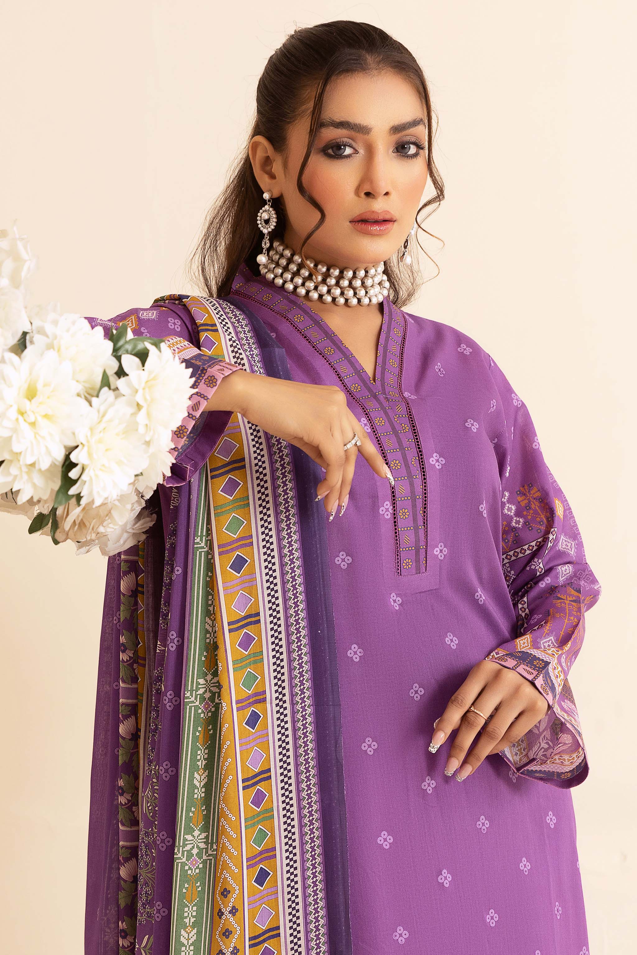 Unstitched 3 Piece Purple Printed Lawn - (Vol-76/18)3P-S-24-D-2 - SAFANOOR