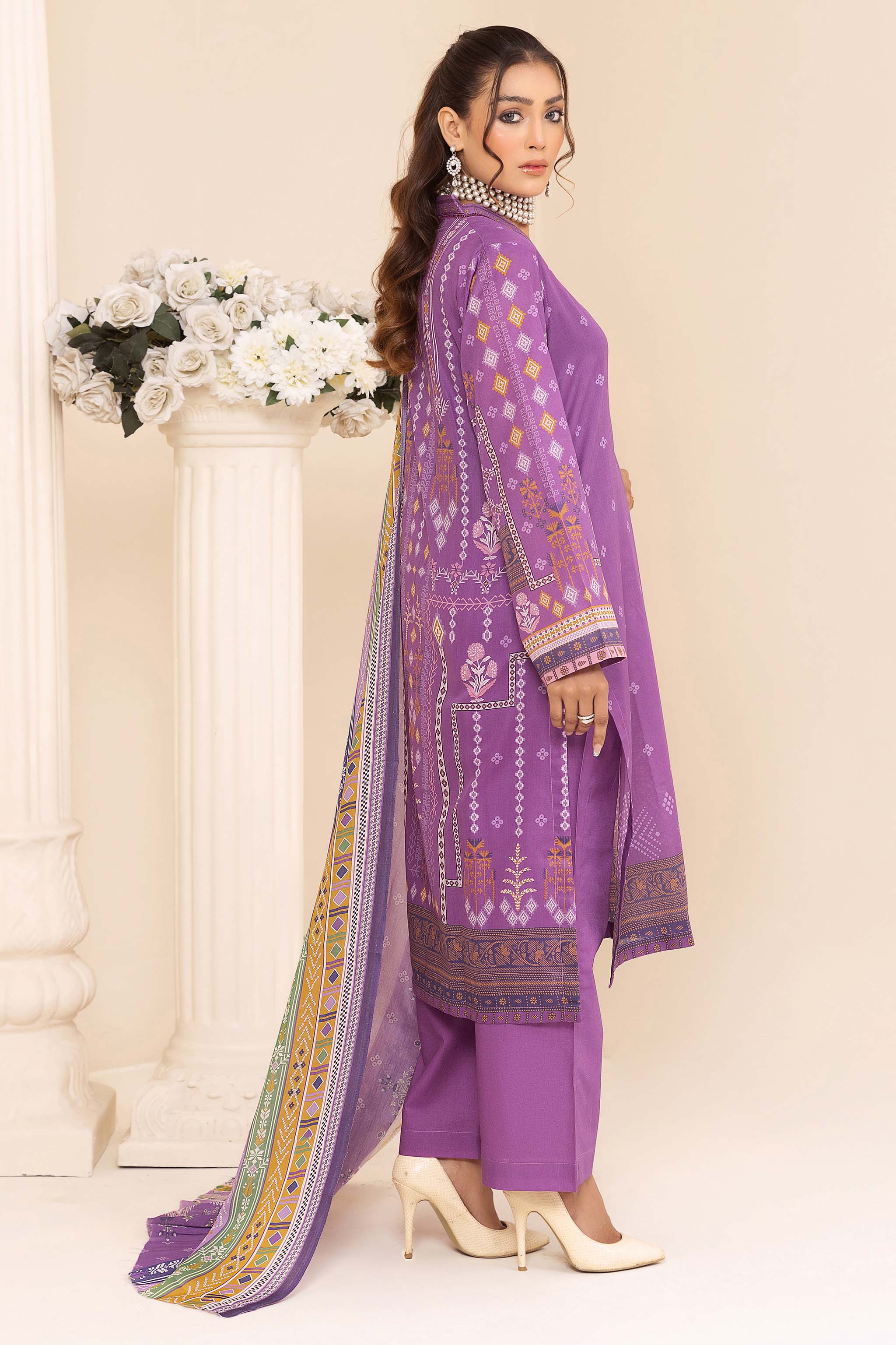 Unstitched 3 Piece Purple Printed Lawn - (Vol-76/18)3P-S-24-D-2 - SAFANOOR