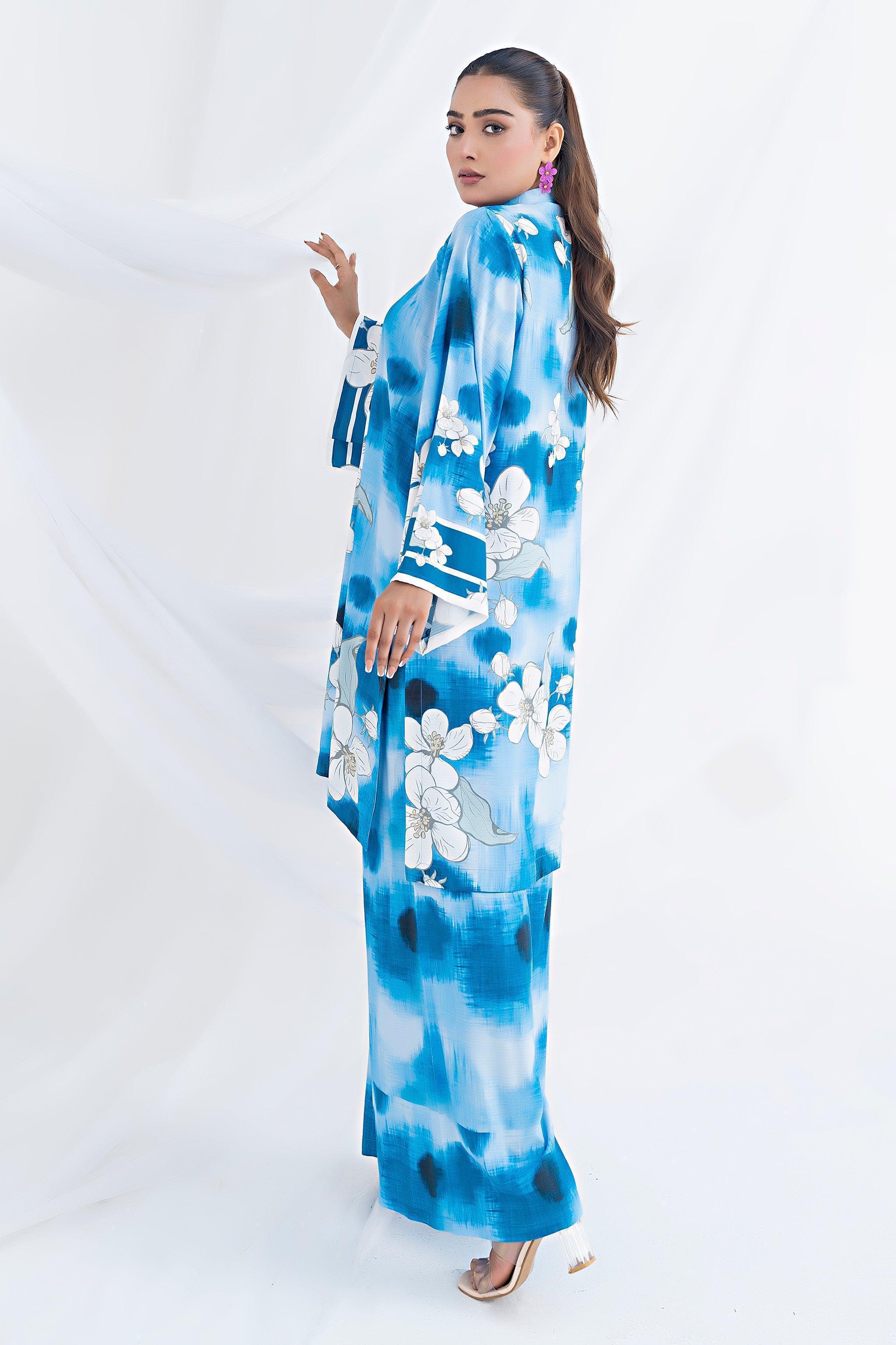 Unstitched Blue Doriya Linen 2 Piece - SafaNoor