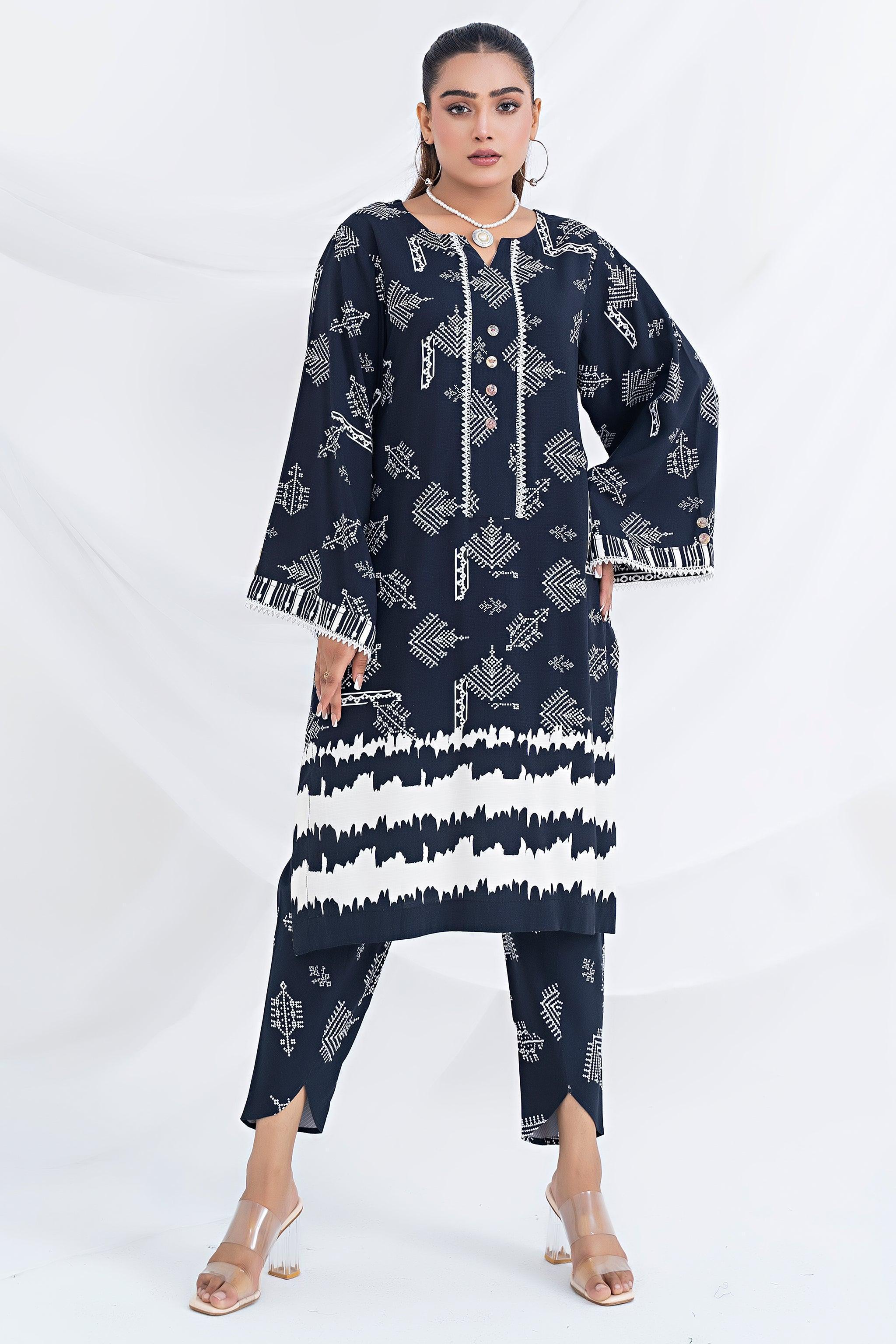 Unstitched Charcoal Black Doriya Linen 2 Piece - SafaNoor