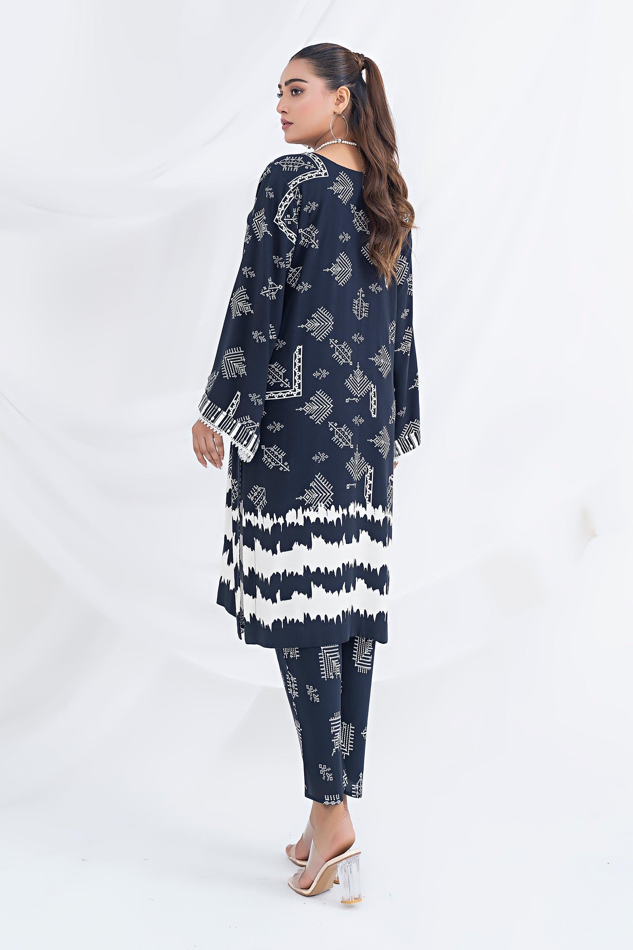Unstitched Charcoal Black Doriya Linen 2 Piece - SafaNoor