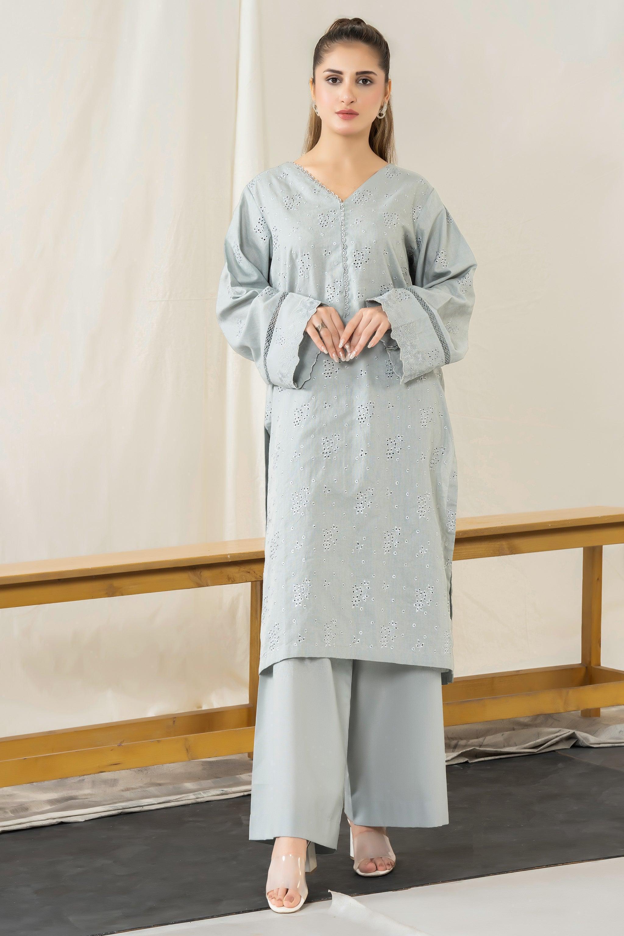 Unstitched Grey Embroidered Intermix 2 Piece - SafaNoor