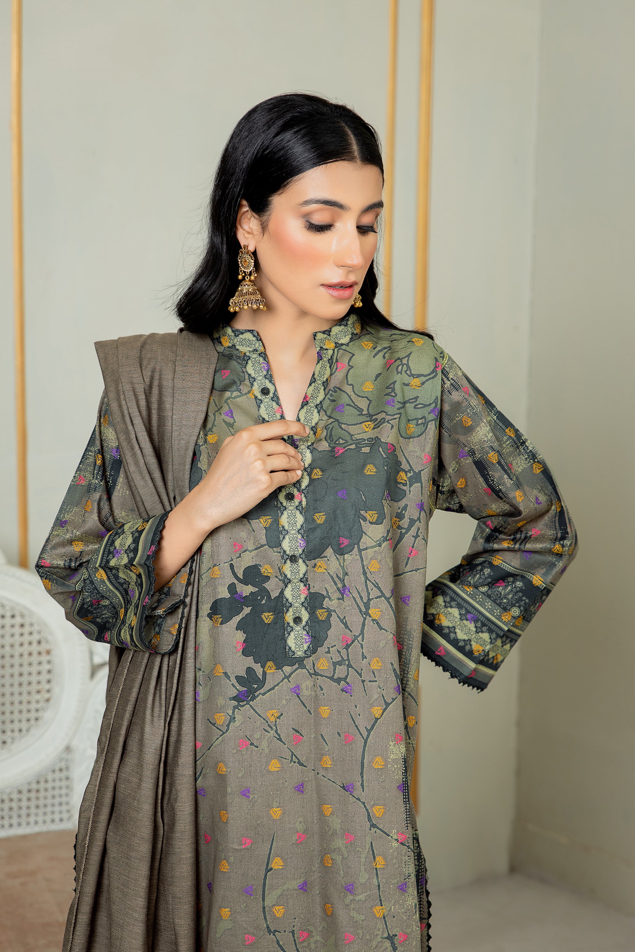 Unstitched Grey Jacquard Lawn 3 Piece - (Vol-68/01)3P-S-24-D-9 - SAFANOOR