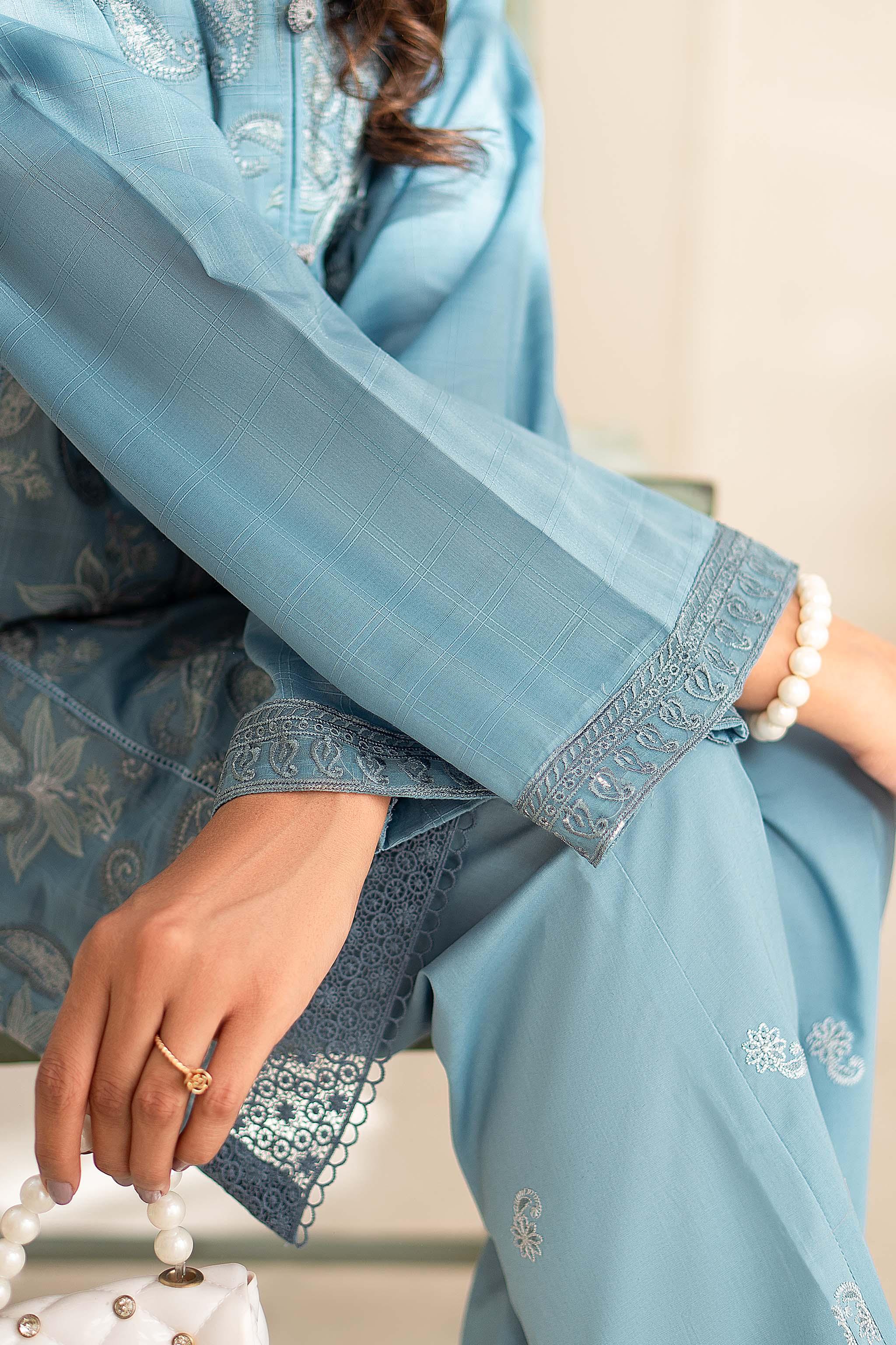 Unstitched Light Blue Embroidered Lawn 2 Piece - (Vol-26/03)2P-S-24-D-3 - SAFANOOR