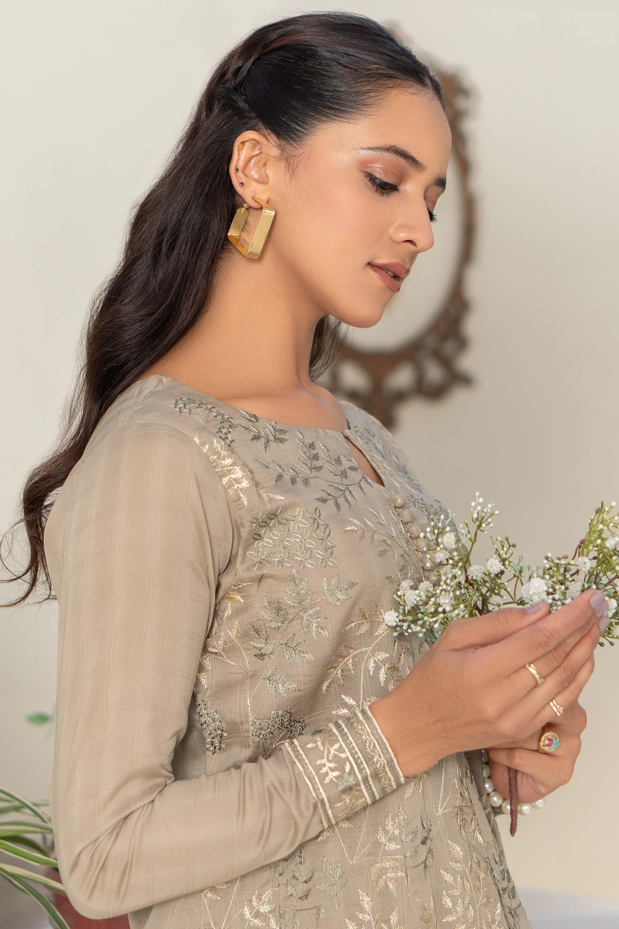 Unstitched Light Grey Embroidered Lawn 2 Piece - (Vol-26/03)2P-S-24-D-7 - SAFANOOR