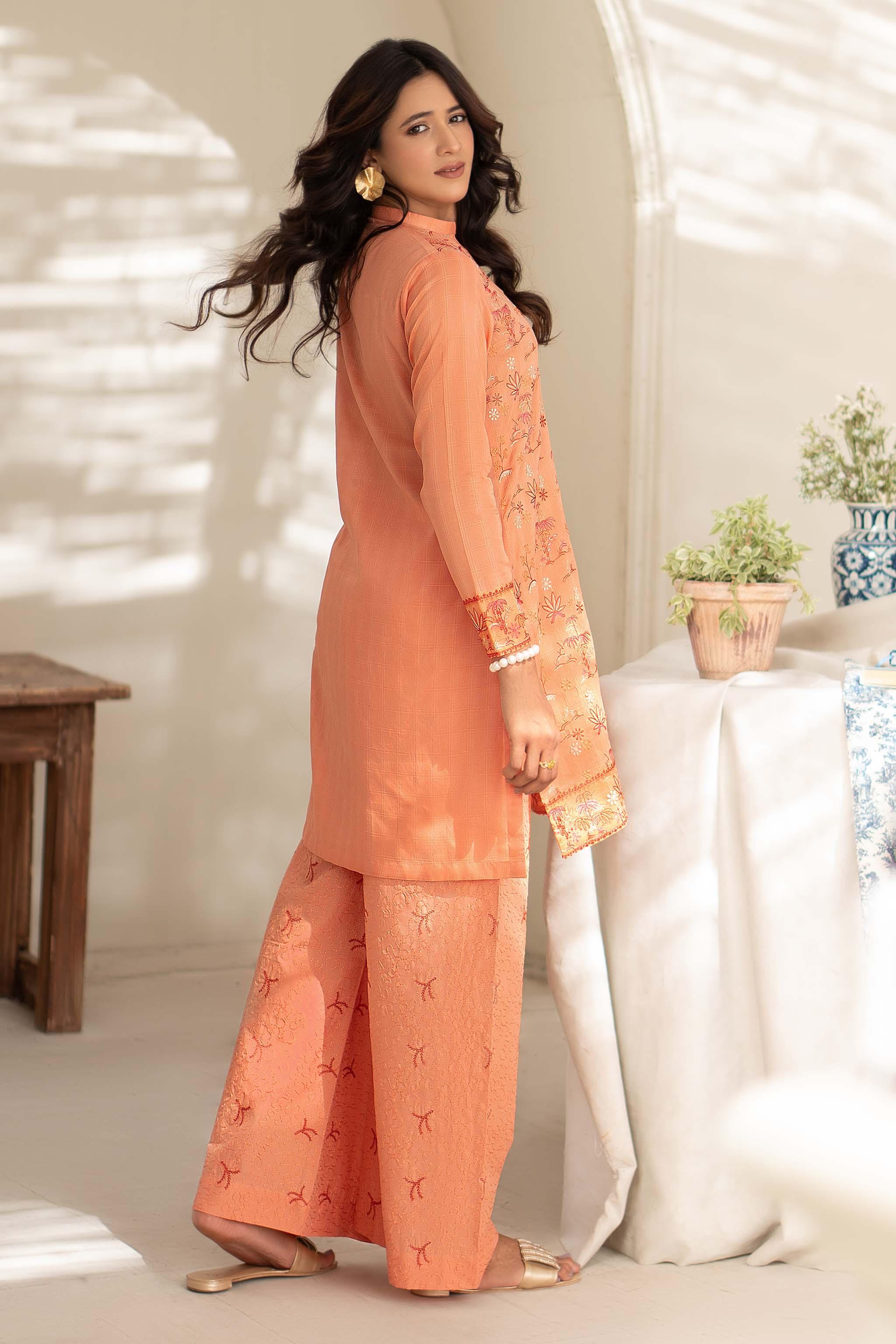 Unstitched Light Orange Embroidered Lawn 2 Piece - (Vol-26/03)2P-S-24-D-4 - SAFANOOR