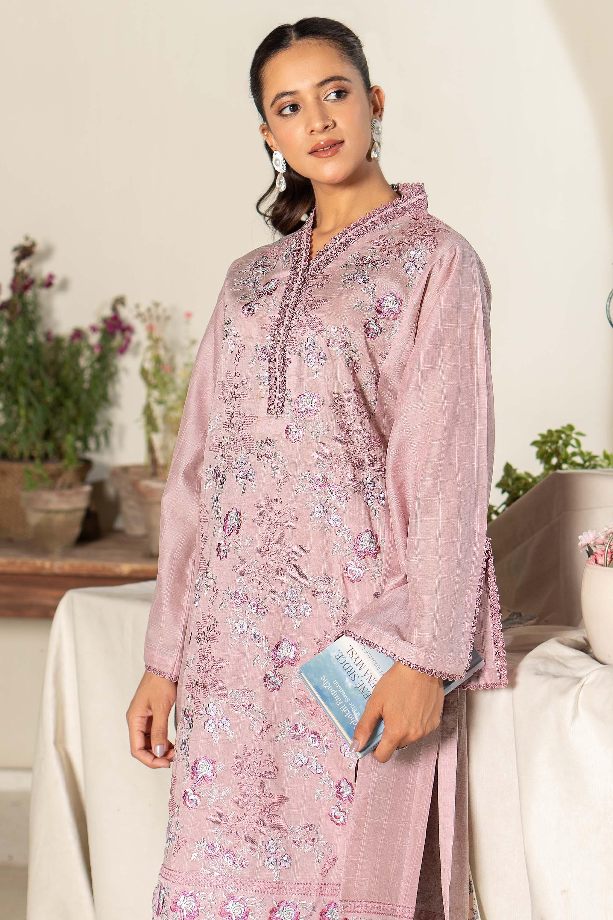 Unstitched Light Purple Embroidered Lawn 2 Piece - (Vol-26/03)2P-S-24-D-2 - SAFANOOR