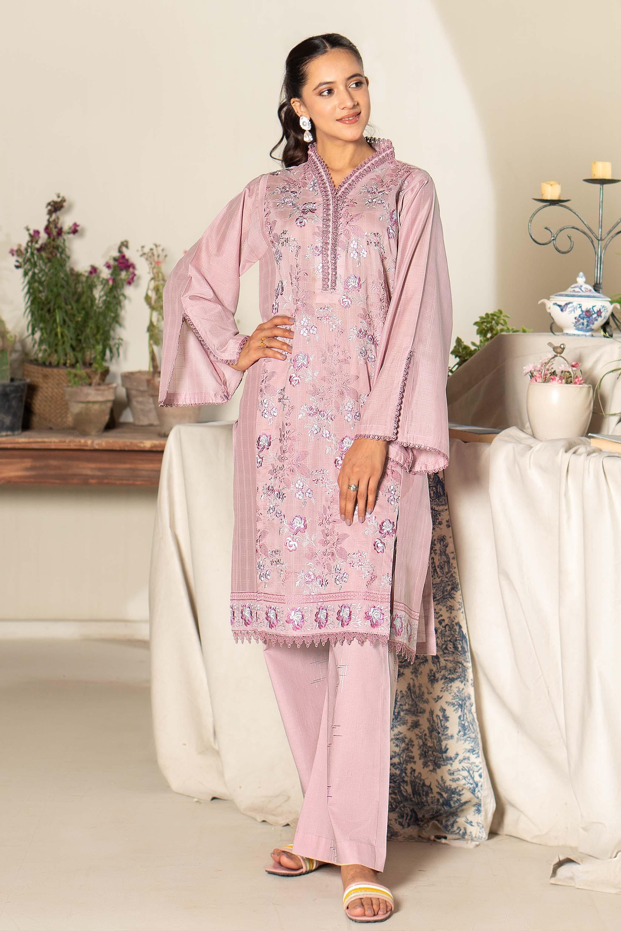 Unstitched Light Purple Embroidered Lawn 2 Piece - (Vol-26/03)2P-S-24-D-2 - SAFANOOR