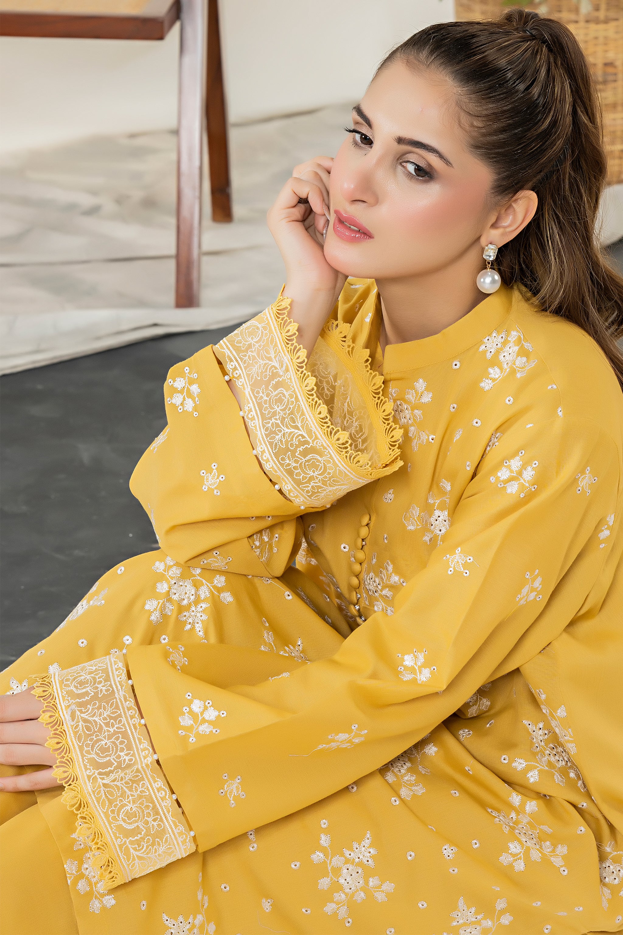 Unstitched Mustard Embroidered Intermix 2 Piece - (Vol-28/02)2P-W-24-D-7 - SAFANOOR