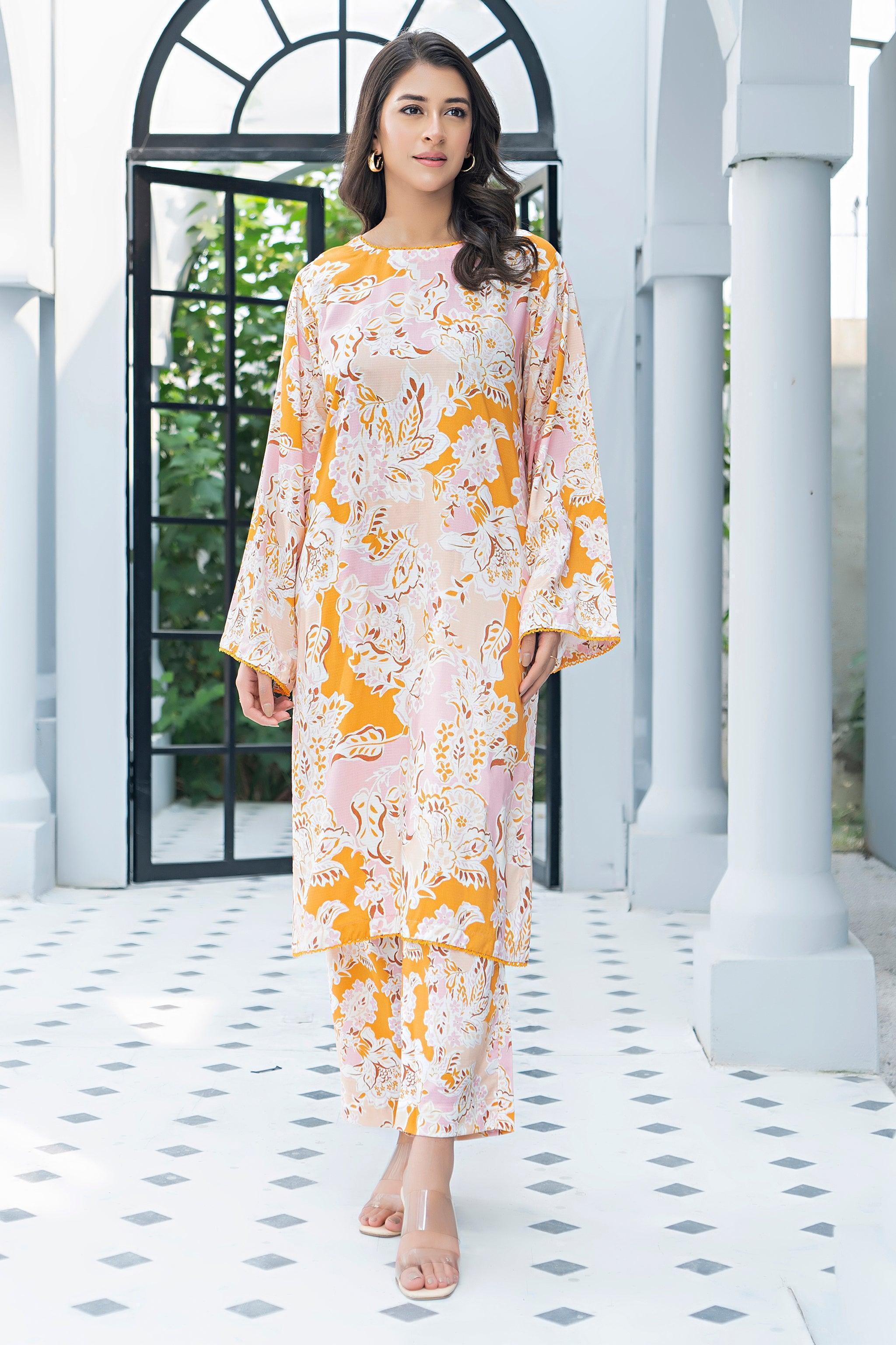 Unstitched Mustard Linen 2 Piece - SafaNoor