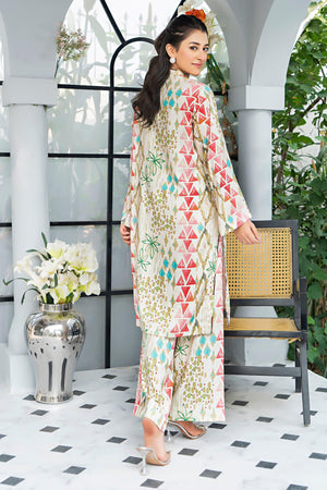 Unstitched Off White Printed Linen 2 Piece - SafaNoor